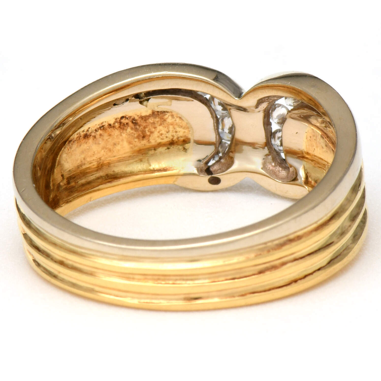 18KY Double Diamond(0.16) Channel Band Ring-2