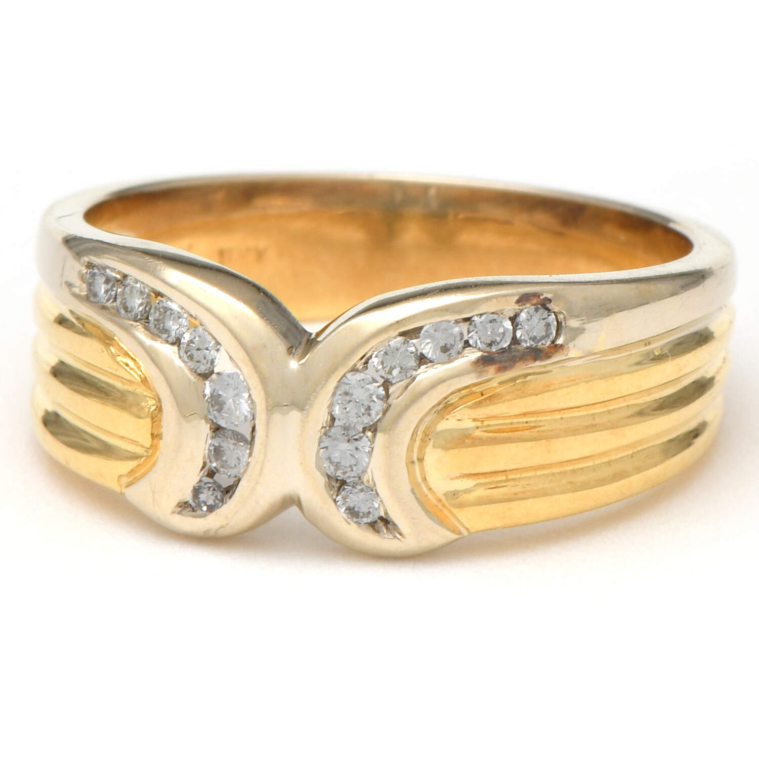 18KY Double Diamond(0.16) Channel Band Ring-1