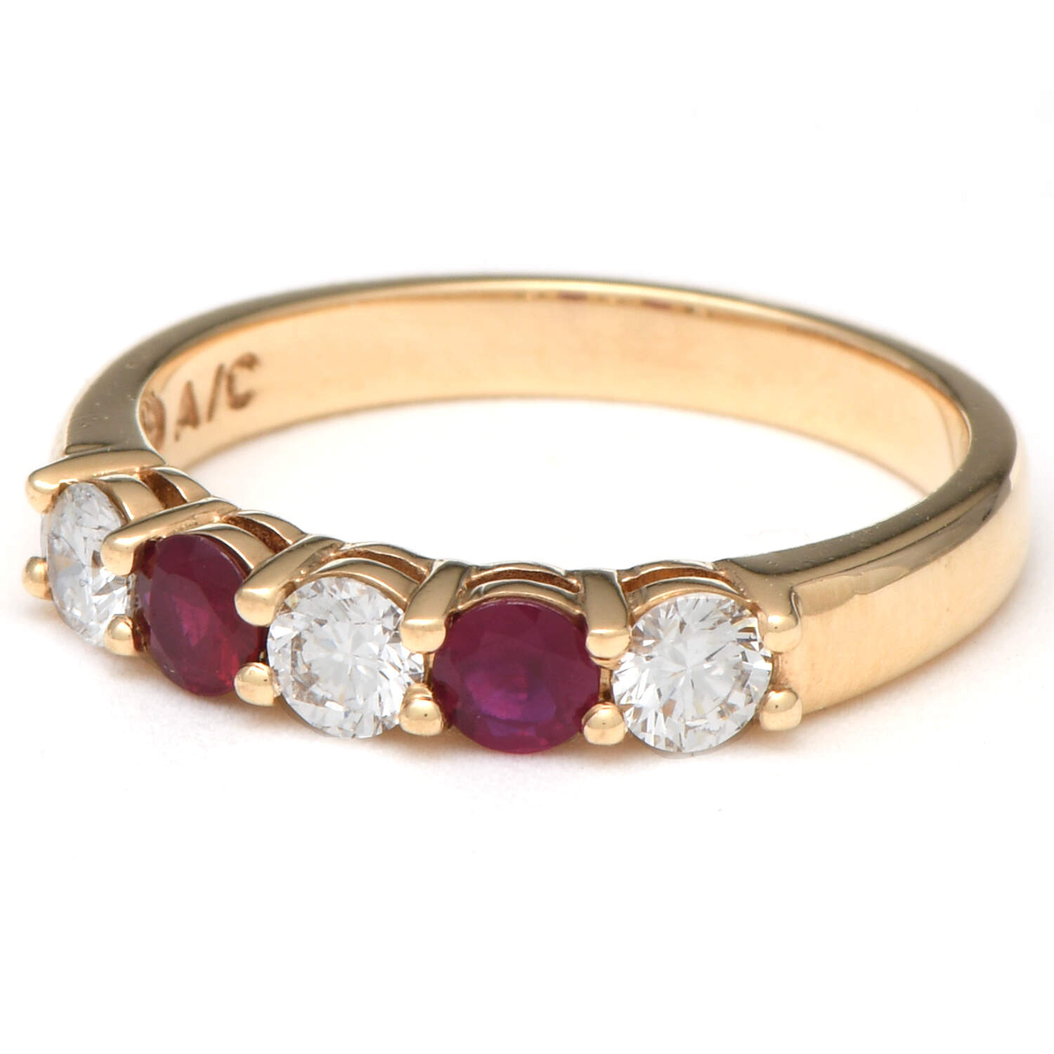 14KY Diamond(0.56) & Ruby(0.36) Band Ring-1