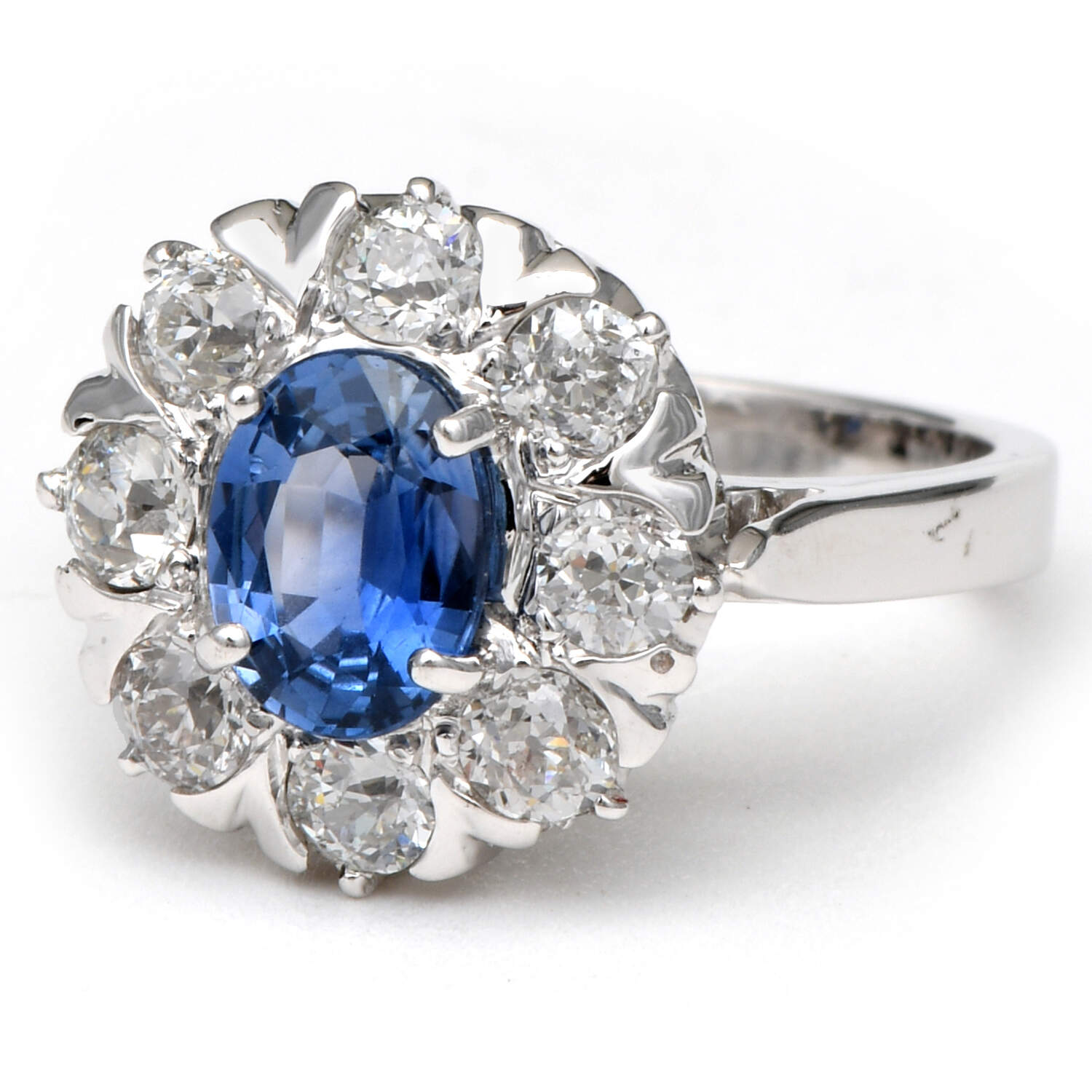 14KW Vintage Sapphire(1.45) & Diamond(1.20) Ring-1