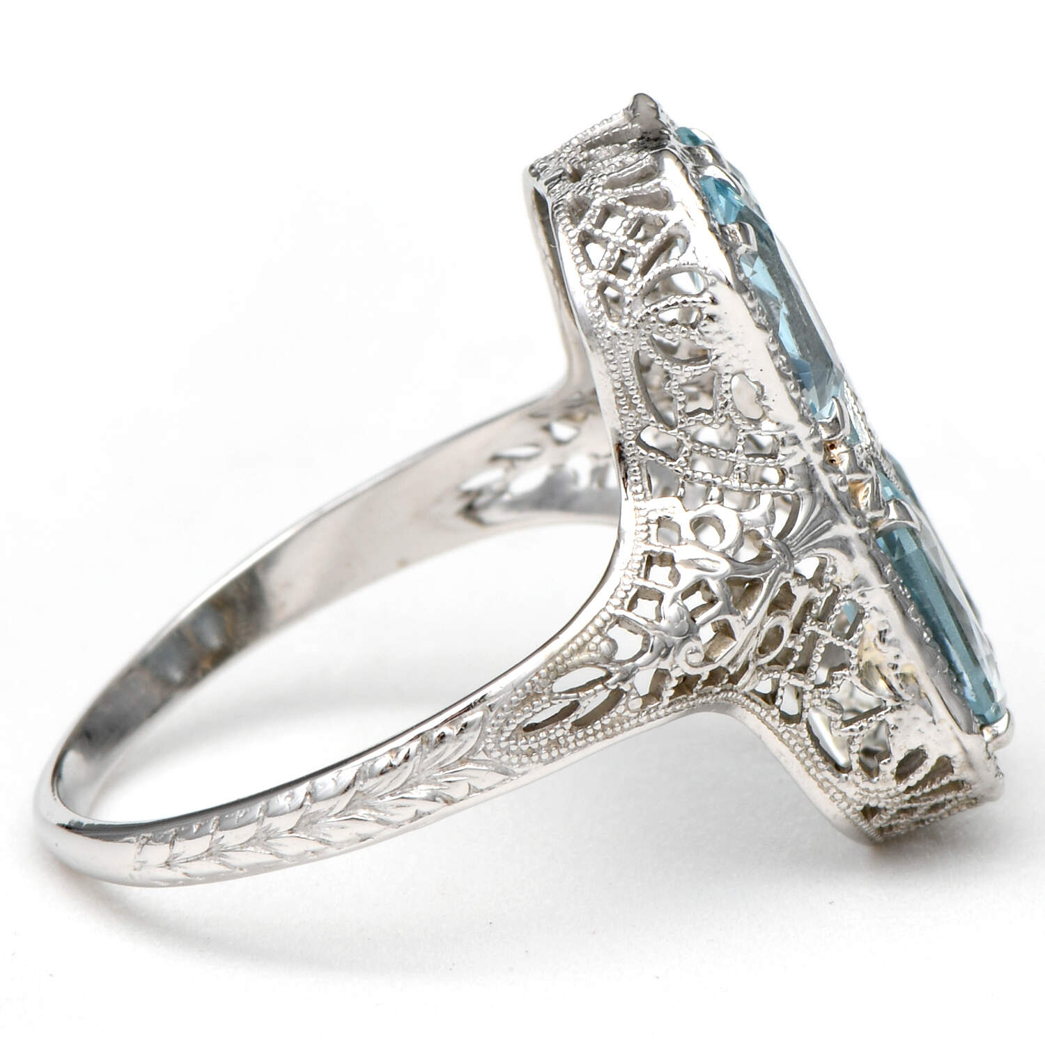 14KY Art Deco Aquamarine (2.05) & Diamond (0.07) Ring-4