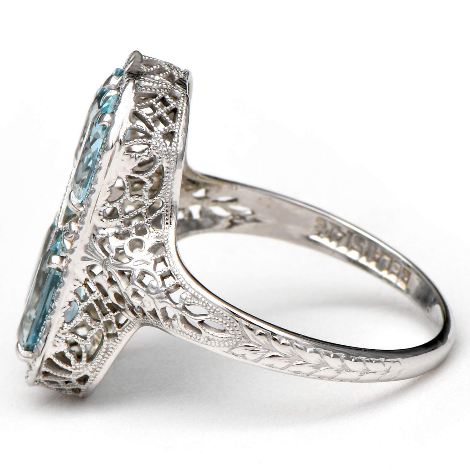 14KY Art Deco Aquamarine (2.05) & Diamond (0.07) Ring-3