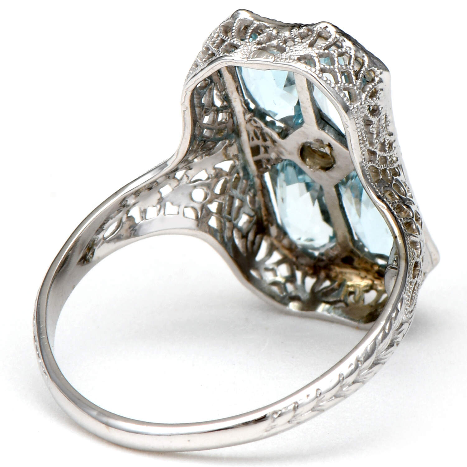 14KY Art Deco Aquamarine (2.05) & Diamond (0.07) Ring-2