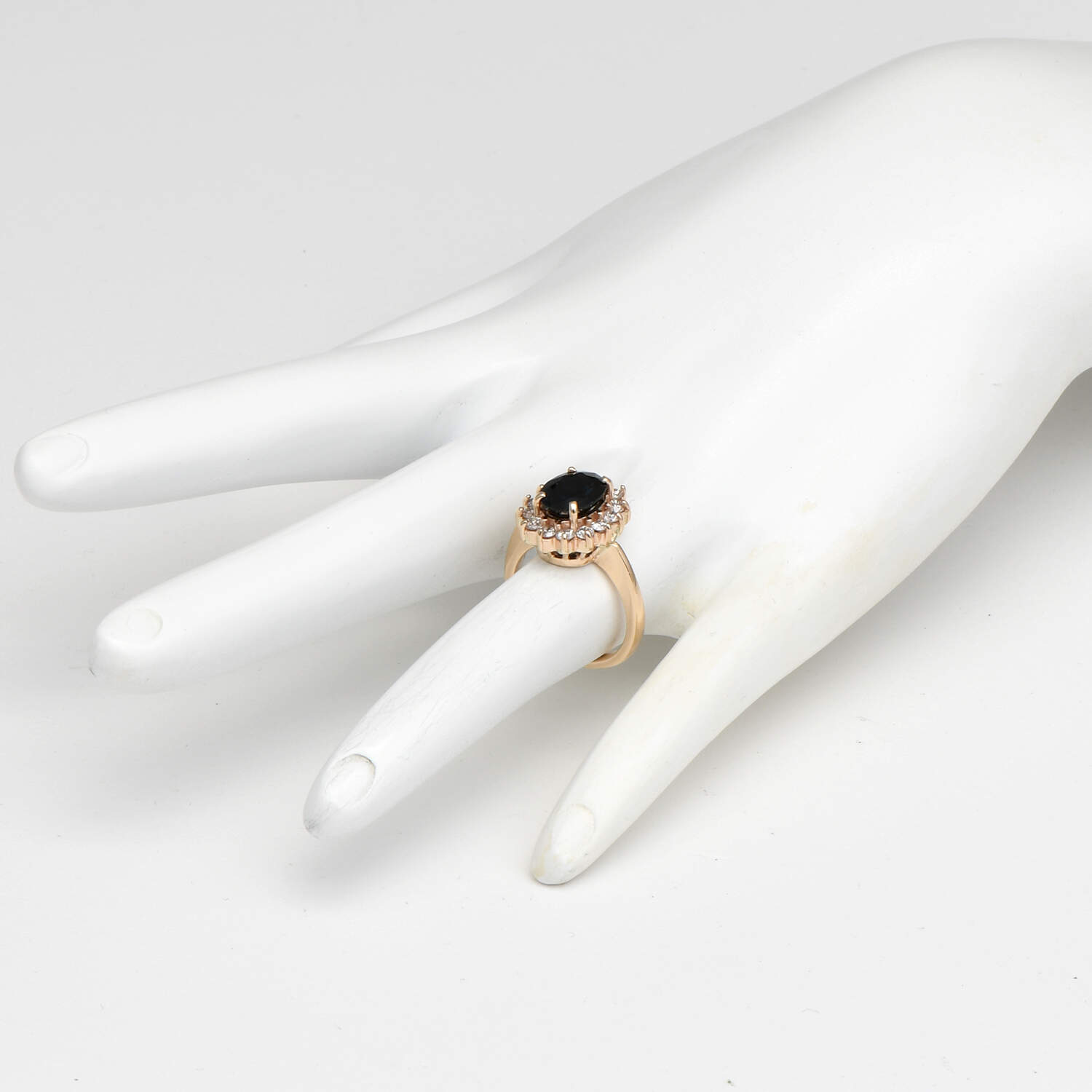 14KY Sapphire(2.35) & Diamond(0.42) Halo Ring-6