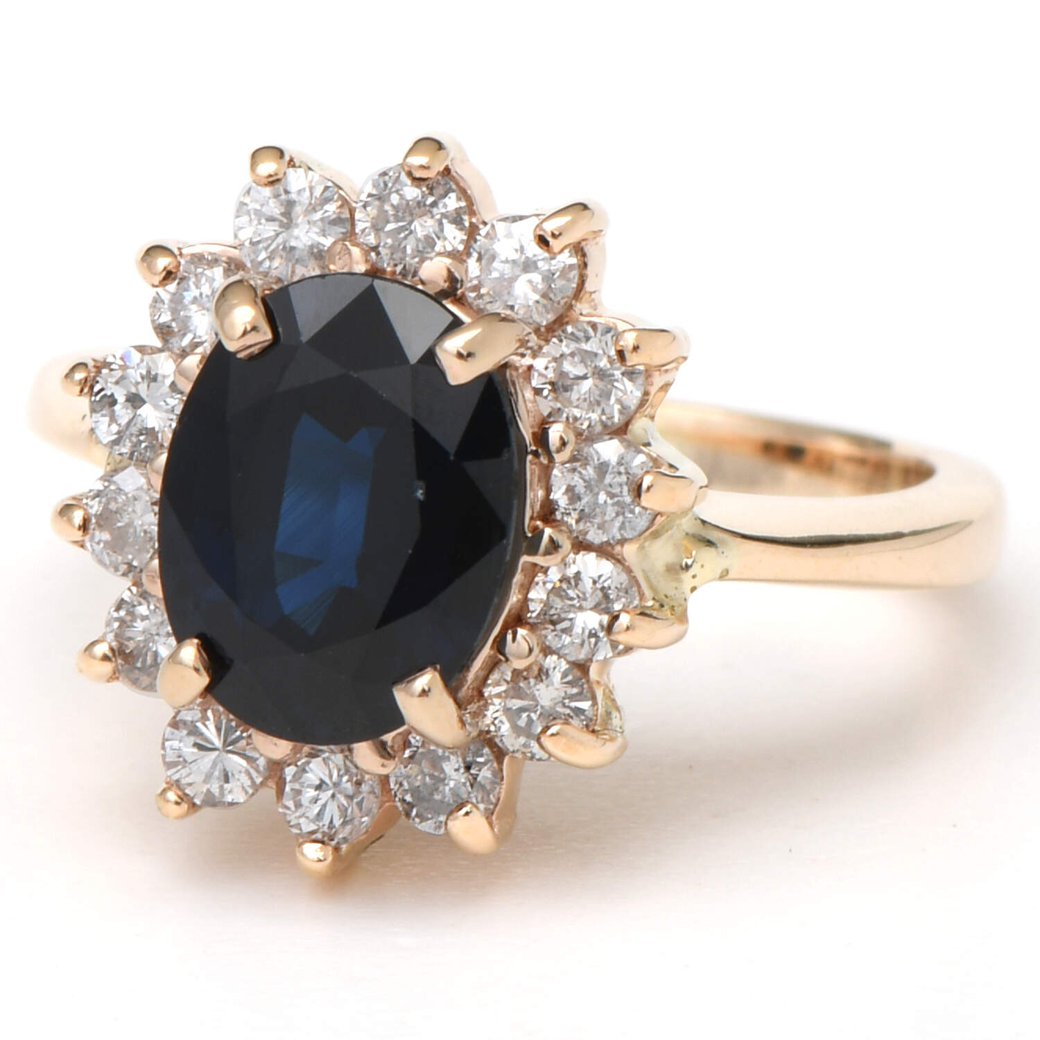 14KY Sapphire(2.35) & Diamond(0.42) Halo Ring-1