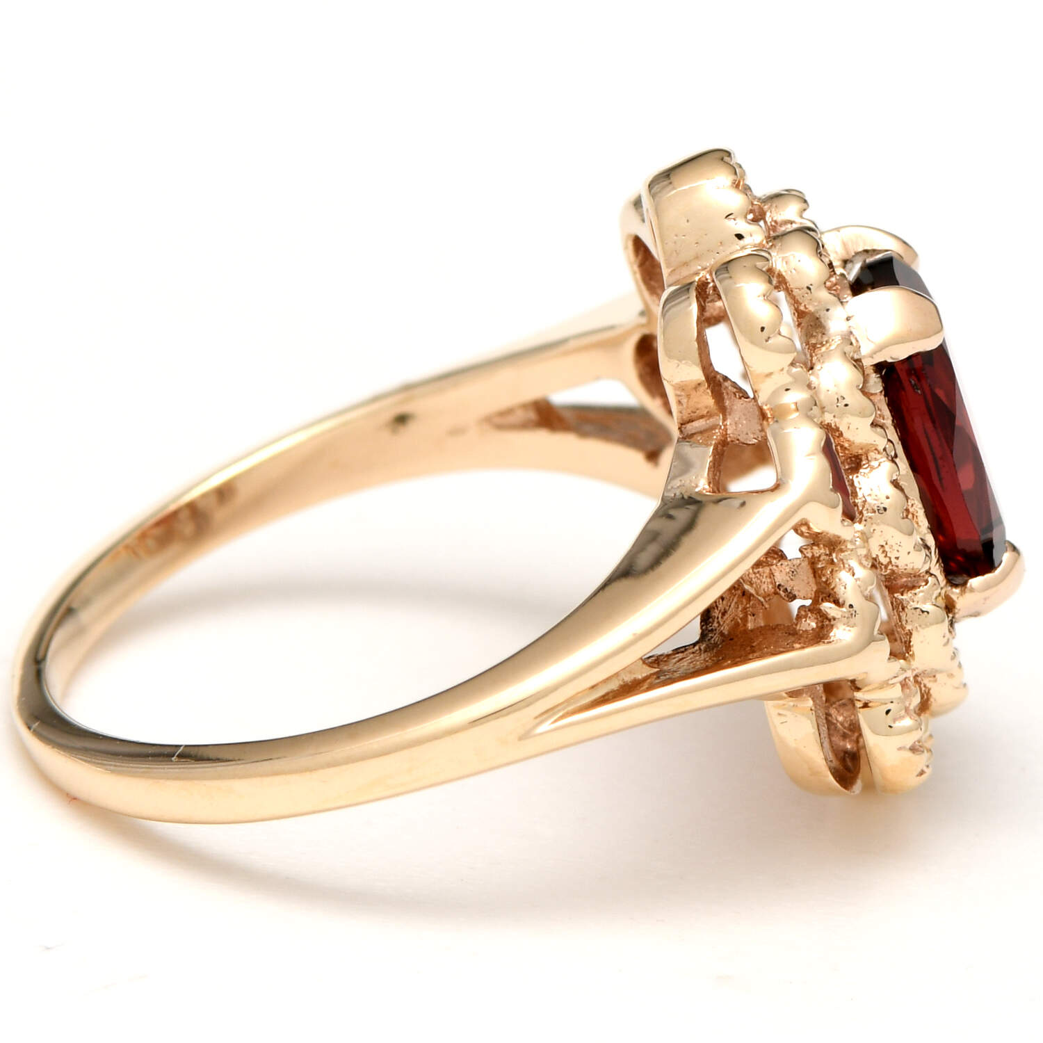 10KY Garnet(1.50) Floral Ring-4