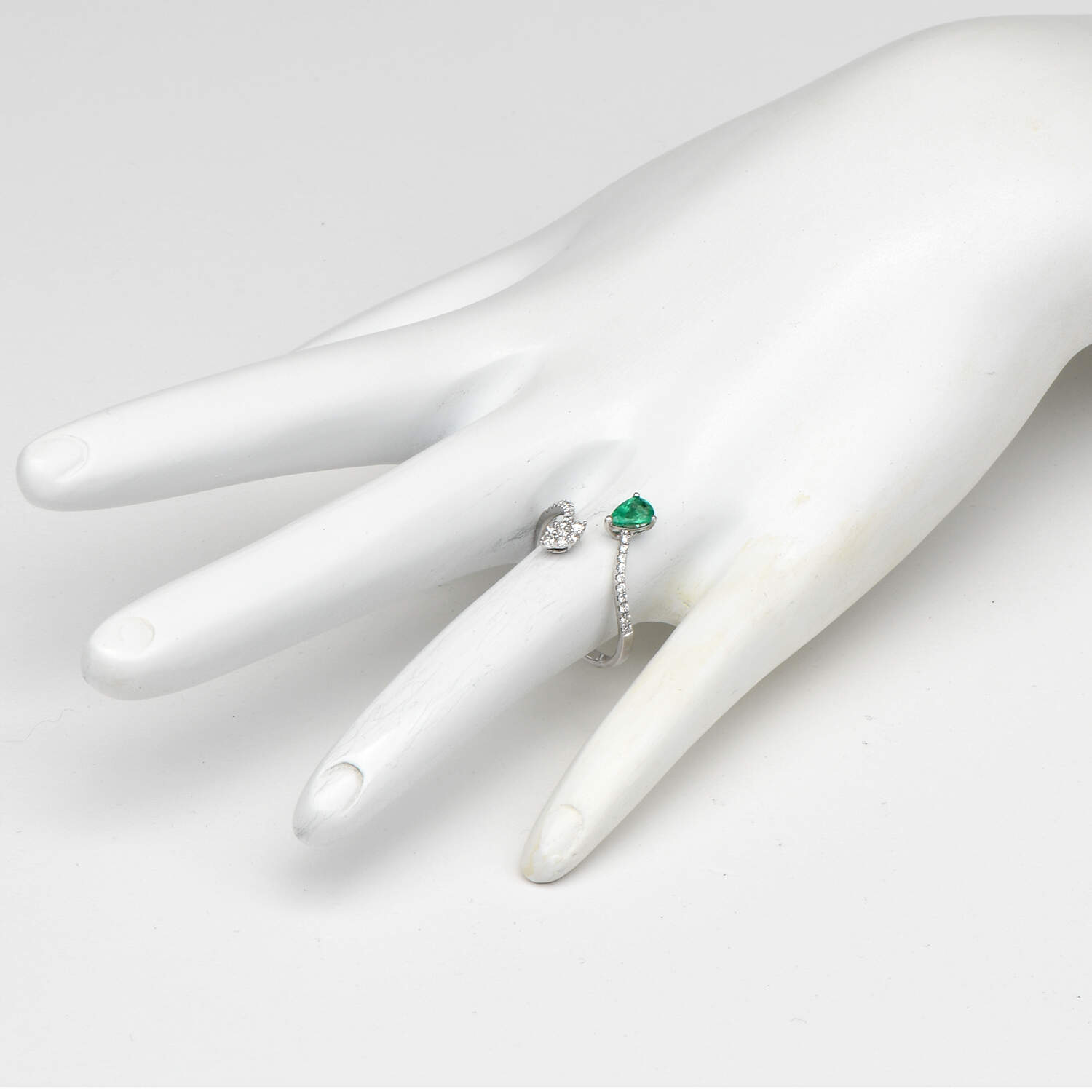 14KW Emerald(0.33) & Diamond(0.22) Bypass Ring-6