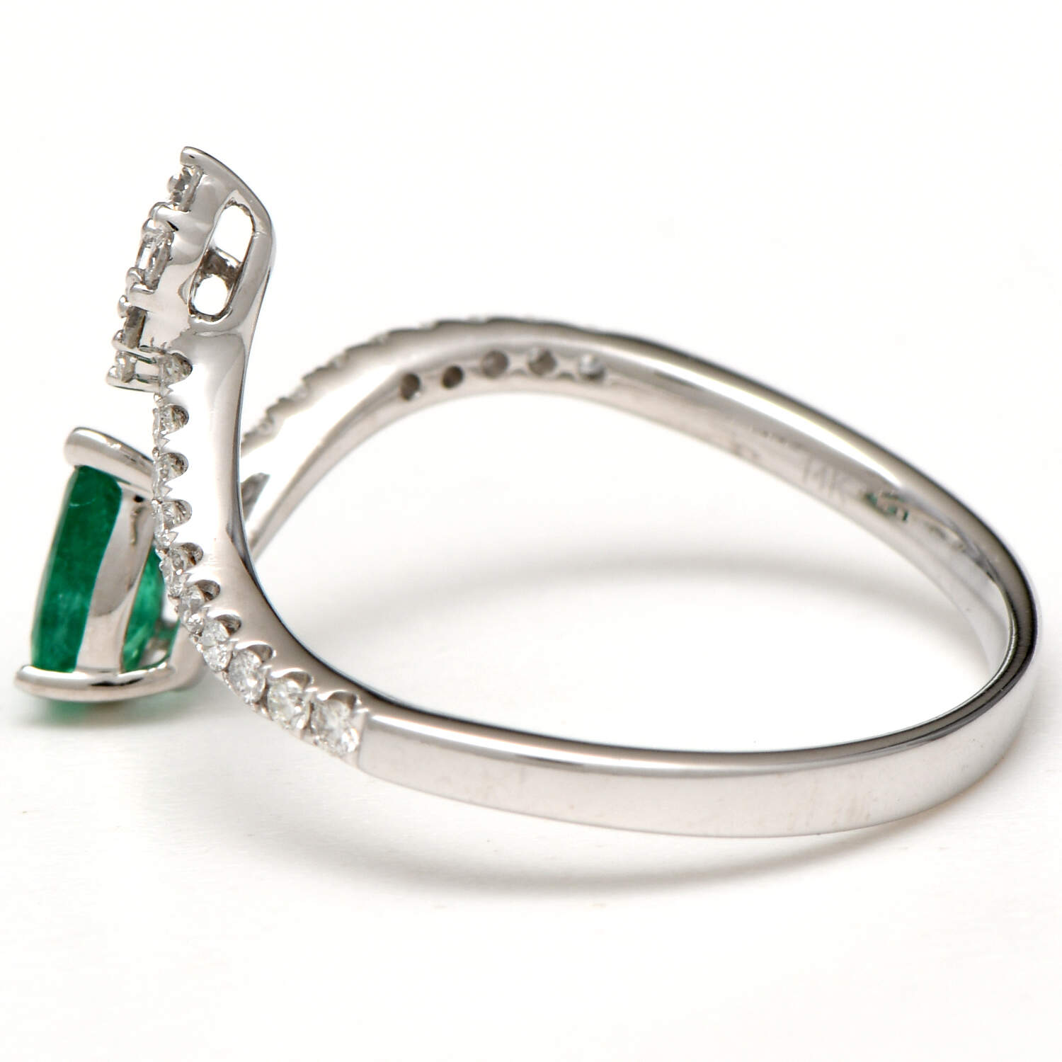 14KW Emerald(0.33) & Diamond(0.22) Bypass Ring-3