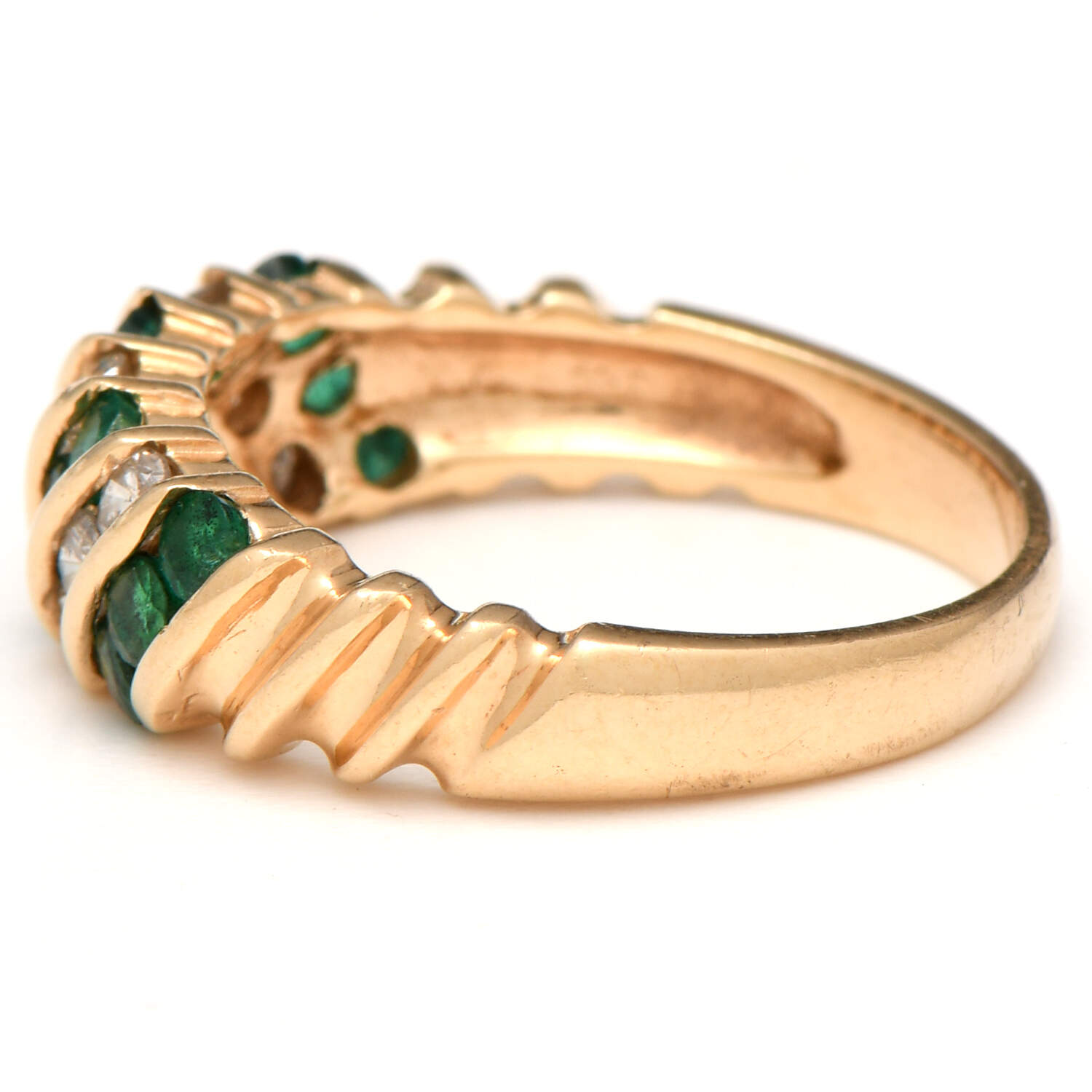 14KY Emerald(0.96) & Diamond(0.45) Channel Ring-3