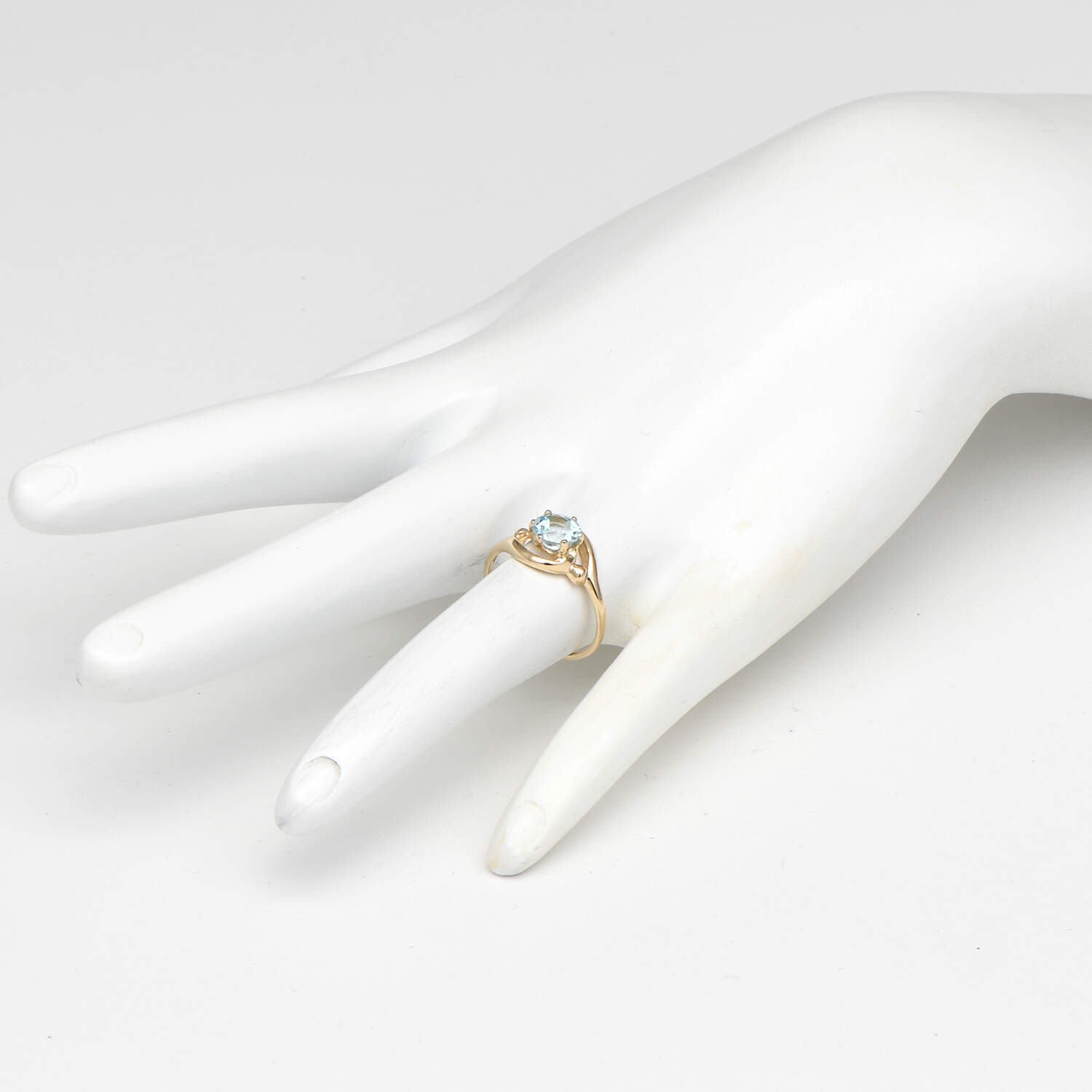 14KY Blue Topaz(1.06) Bypass Ring-6