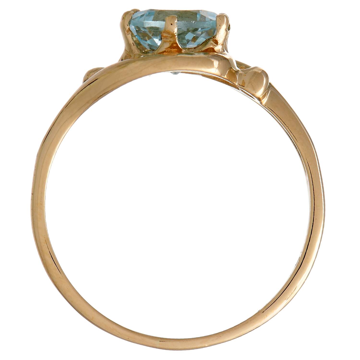 14KY Blue Topaz(1.06) Bypass Ring-5