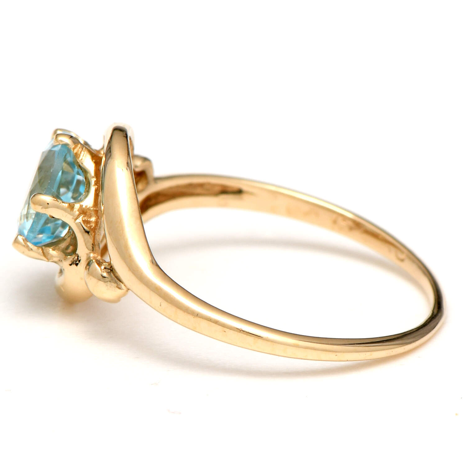 14KY Blue Topaz(1.06) Bypass Ring-3