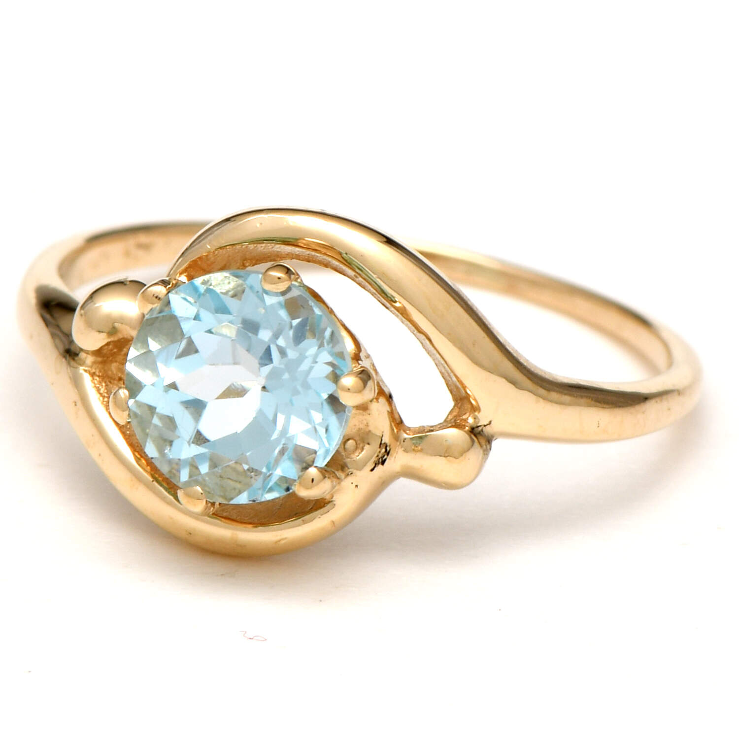 14KY Blue Topaz(1.06) Bypass Ring-1