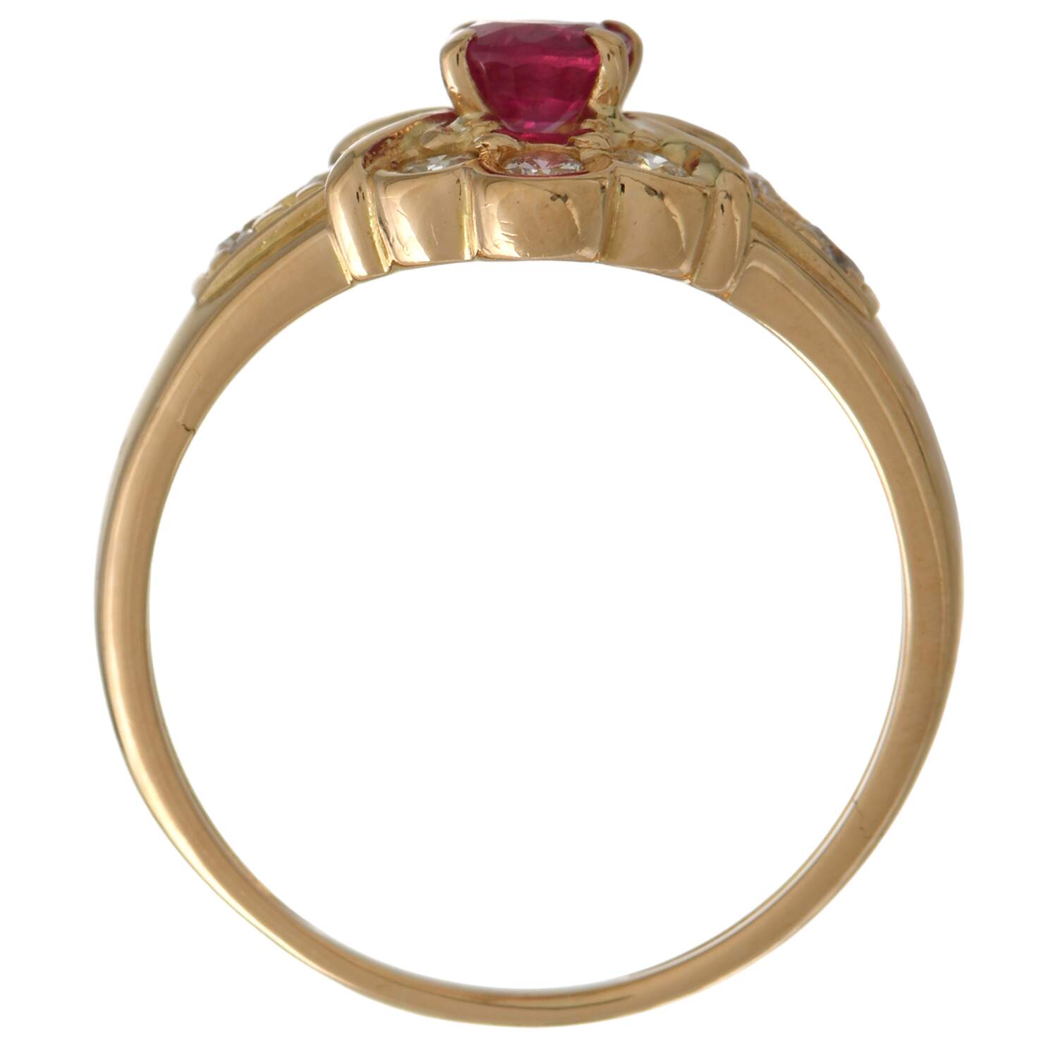 18KY Ruby(0.52) & Diamond(0.27) Scalloped Ring-5