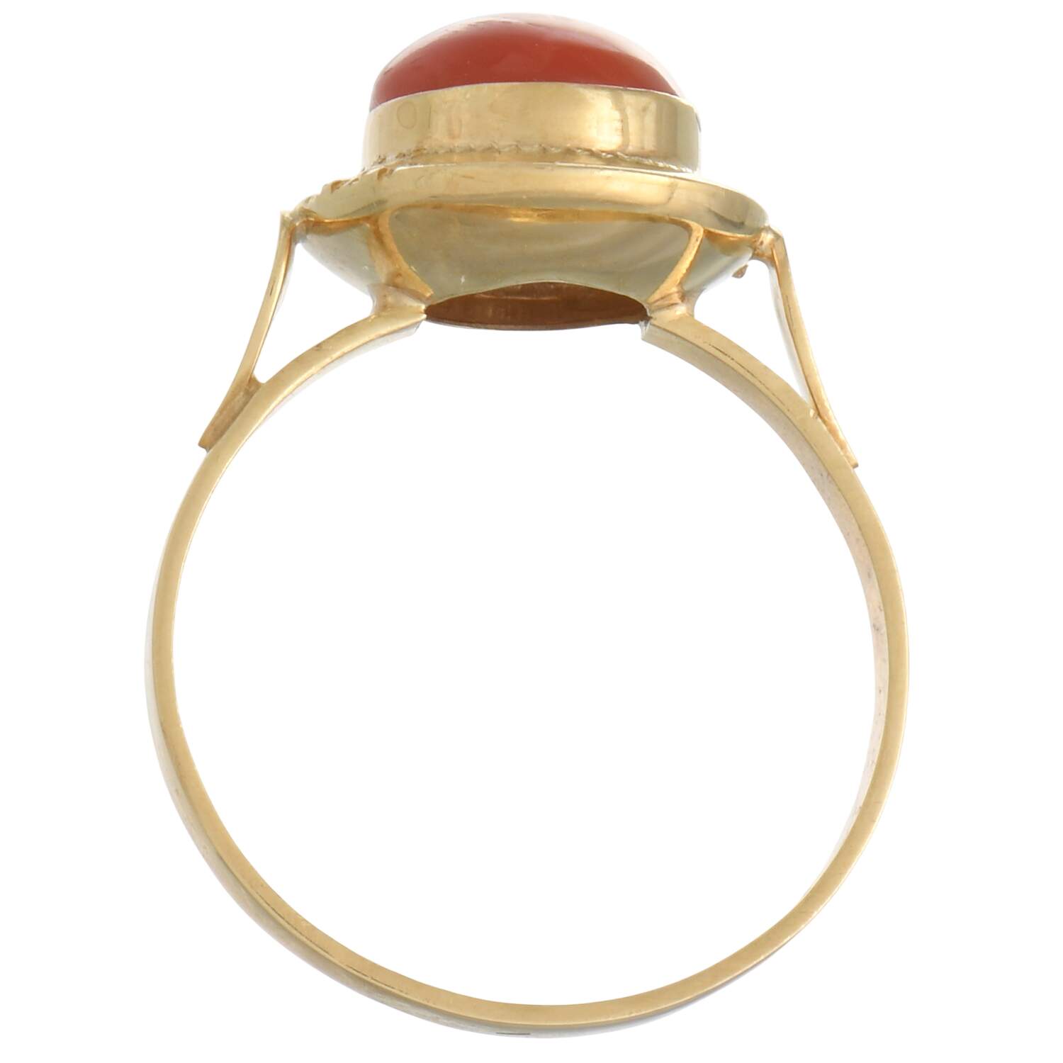 18KY Rich Coral Bezel Ring-5