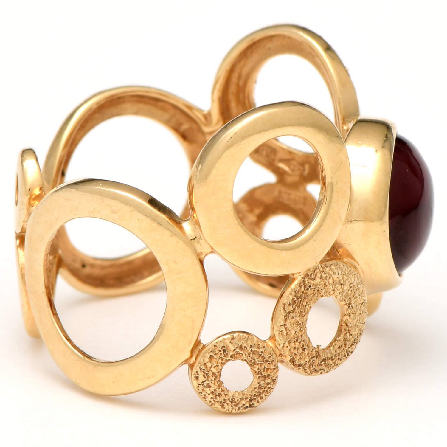 14KY Rhodolite Garnet(2.0) Cabochon Ring-4