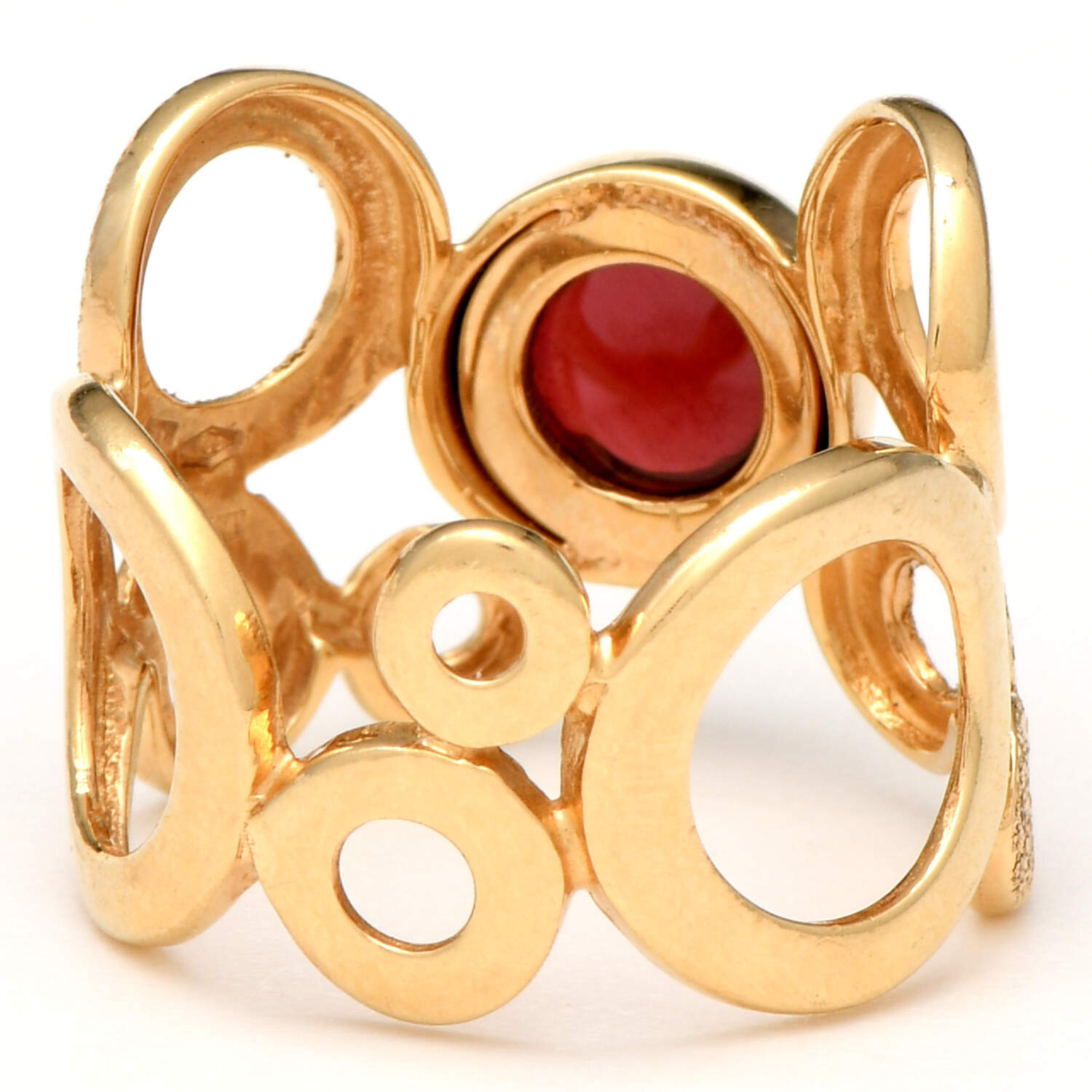 14KY Rhodolite Garnet(2.0) Cabochon Ring-2