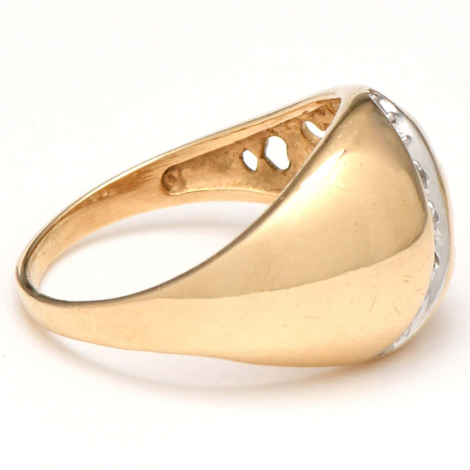 14KYW Vintage Two-Tone Diamond Accent (0.04) Bombe Ring-4
