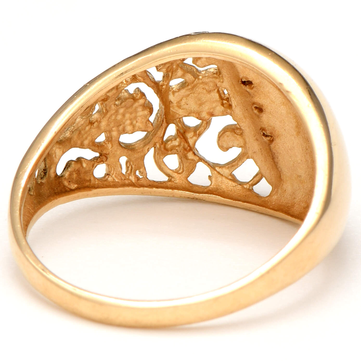14KYW Vintage Two-Tone Diamond Accent (0.04) Bombe Ring-2