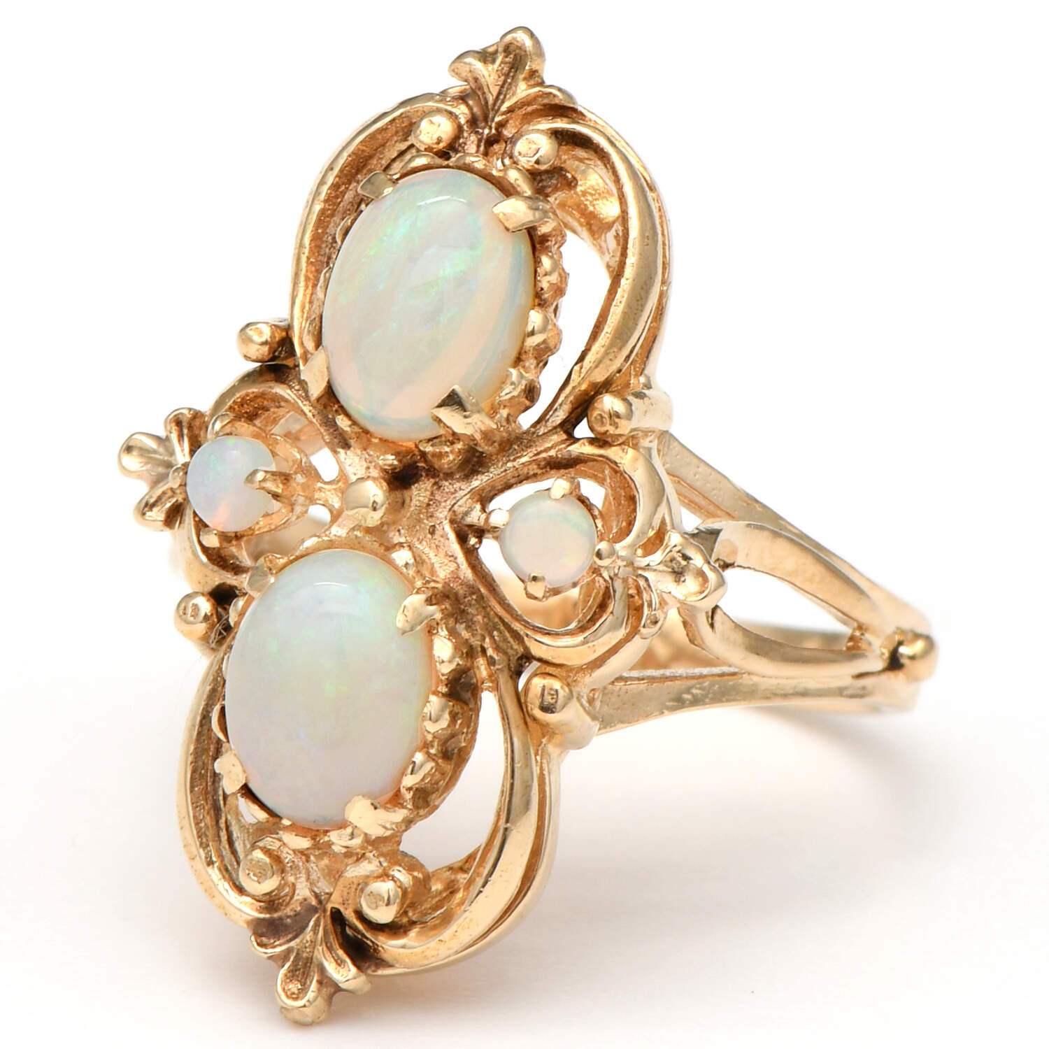 14KY Vintage Crystal Opal(1.57) Cluster Ring-1