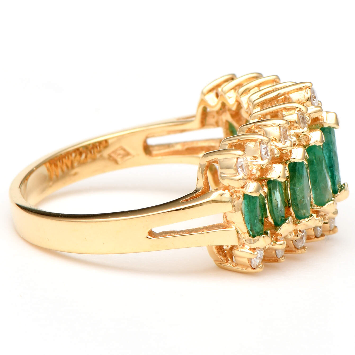 14KY Emerald (0.82) & Diamond (0.36) Pyramid Ring-4