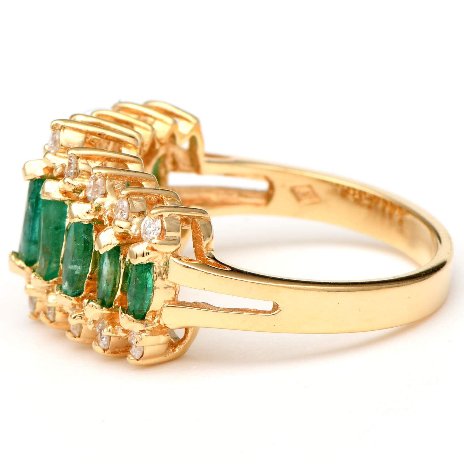 14KY Emerald (0.82) & Diamond (0.36) Pyramid Ring-3