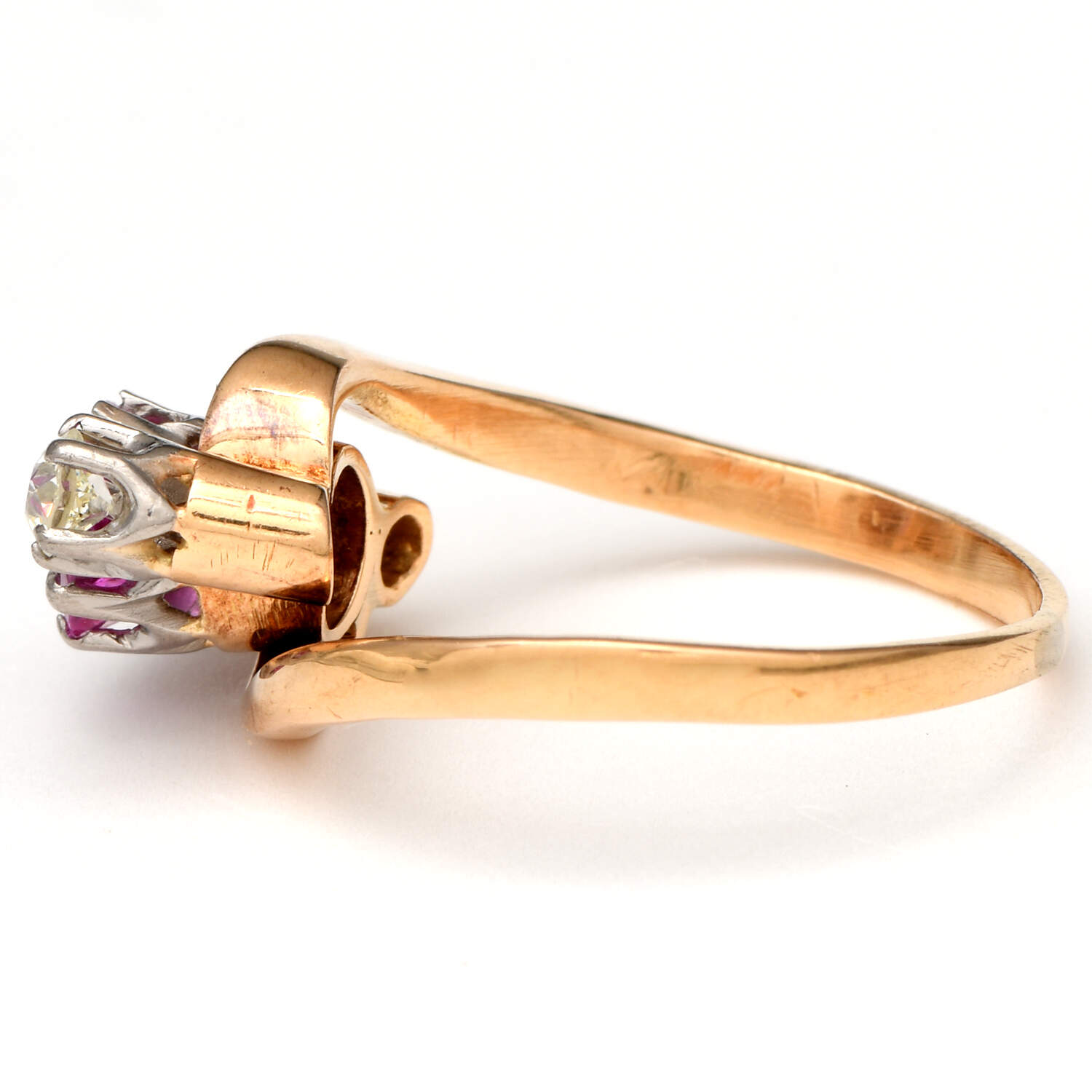 18KY Palladium Natural Pink Sapphire(1.15) & Diamond(0.30) Ring-3