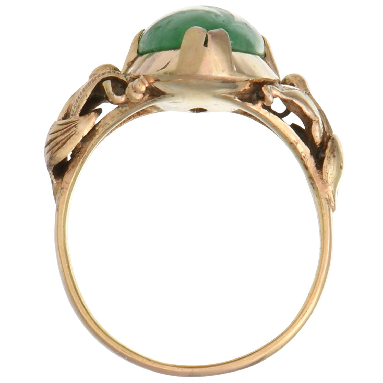 18KY Art Nouveau Navette Jadeite(2.5) Ring-5