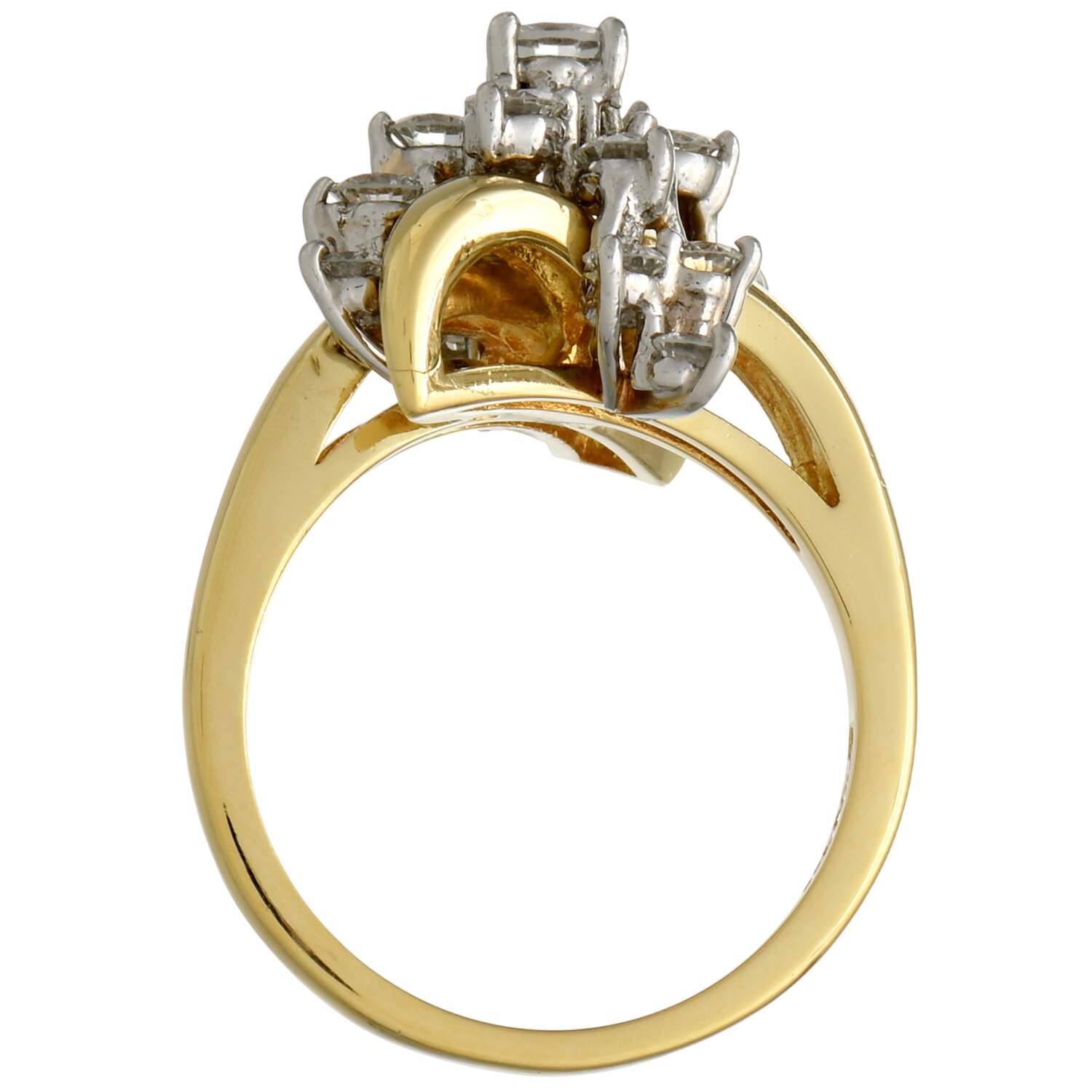 18KYW Diamond(1.25) Cluster Ribbon Ring-5