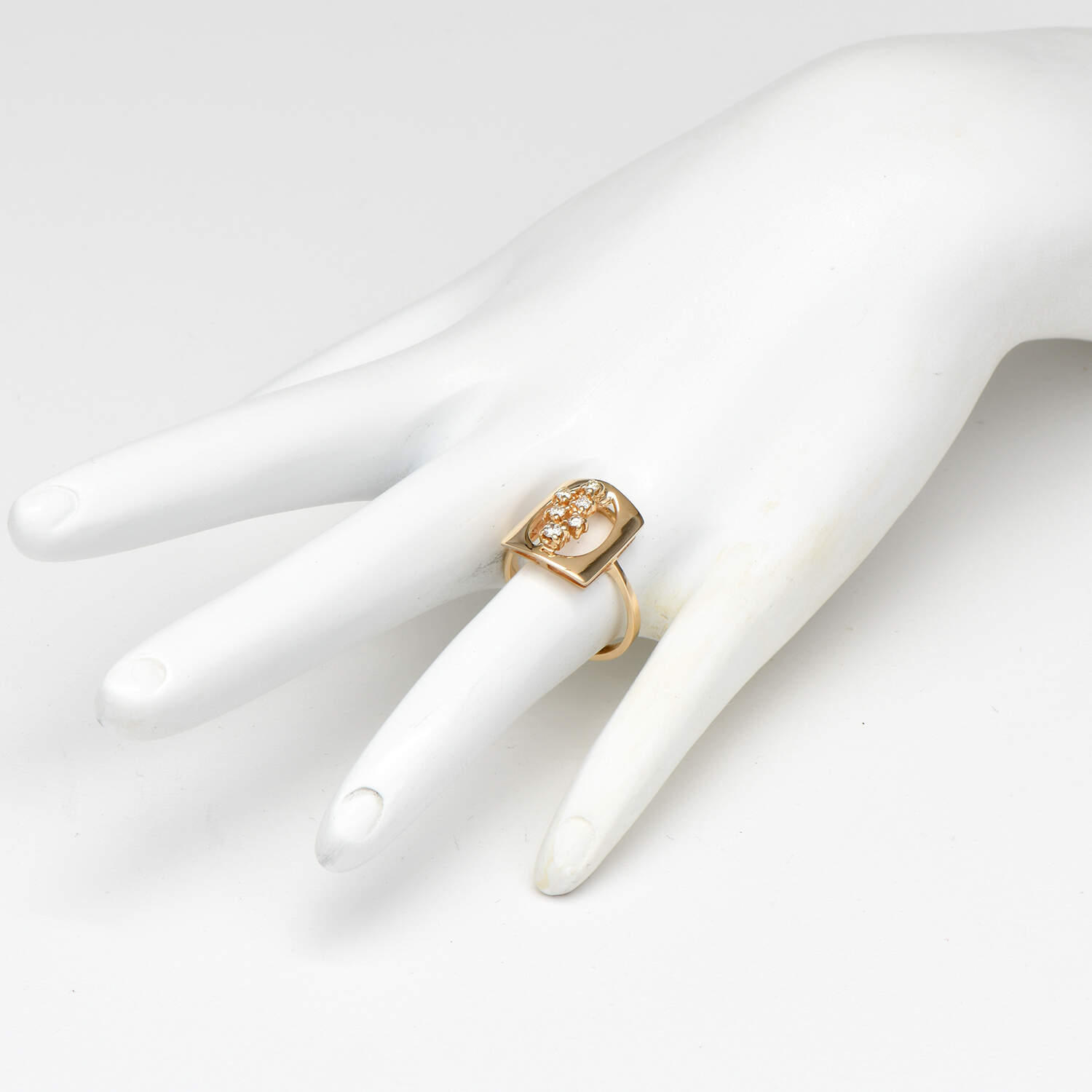 14KY Diamond(0.20) Open Square Ring-6
