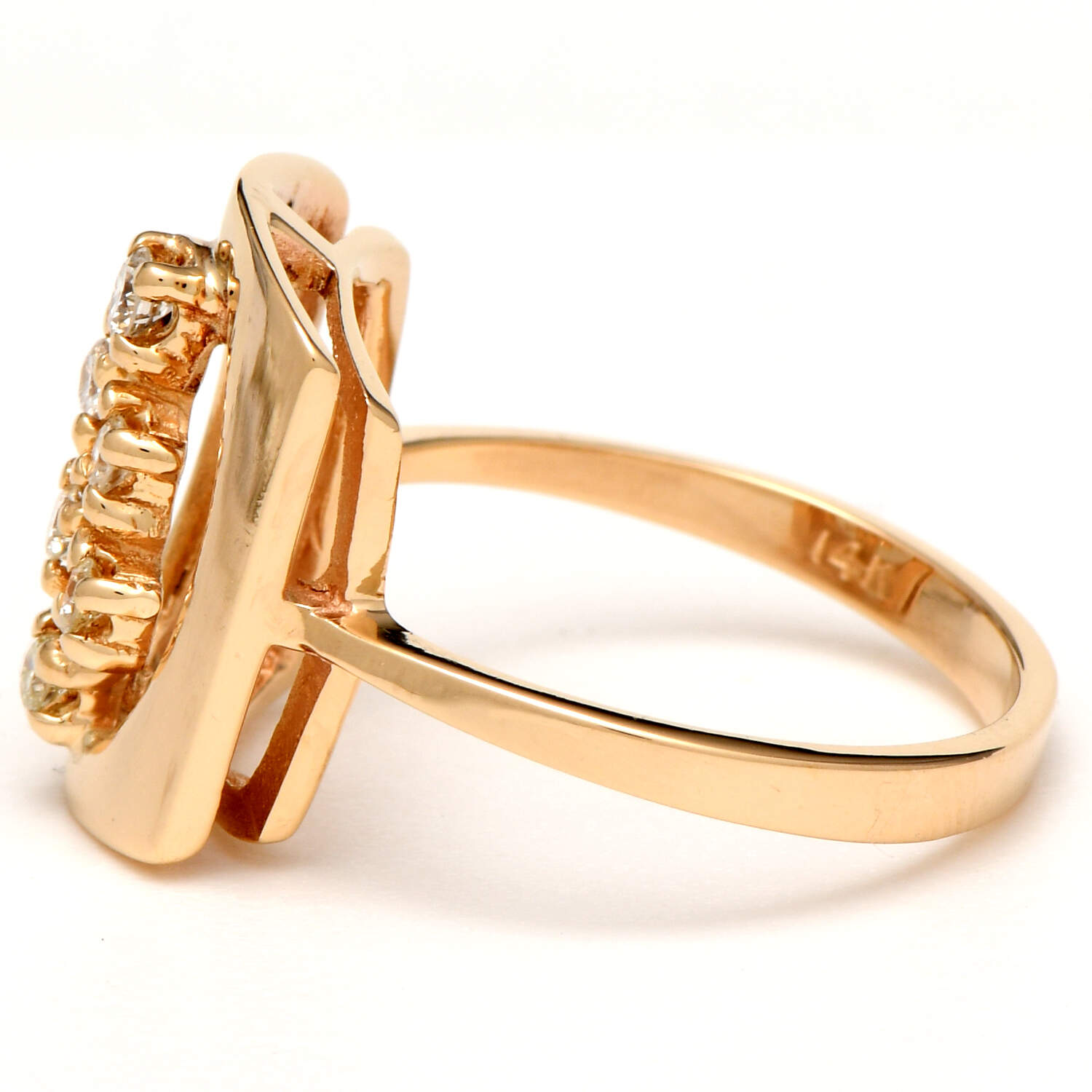 14KY Diamond(0.20) Open Square Ring-3
