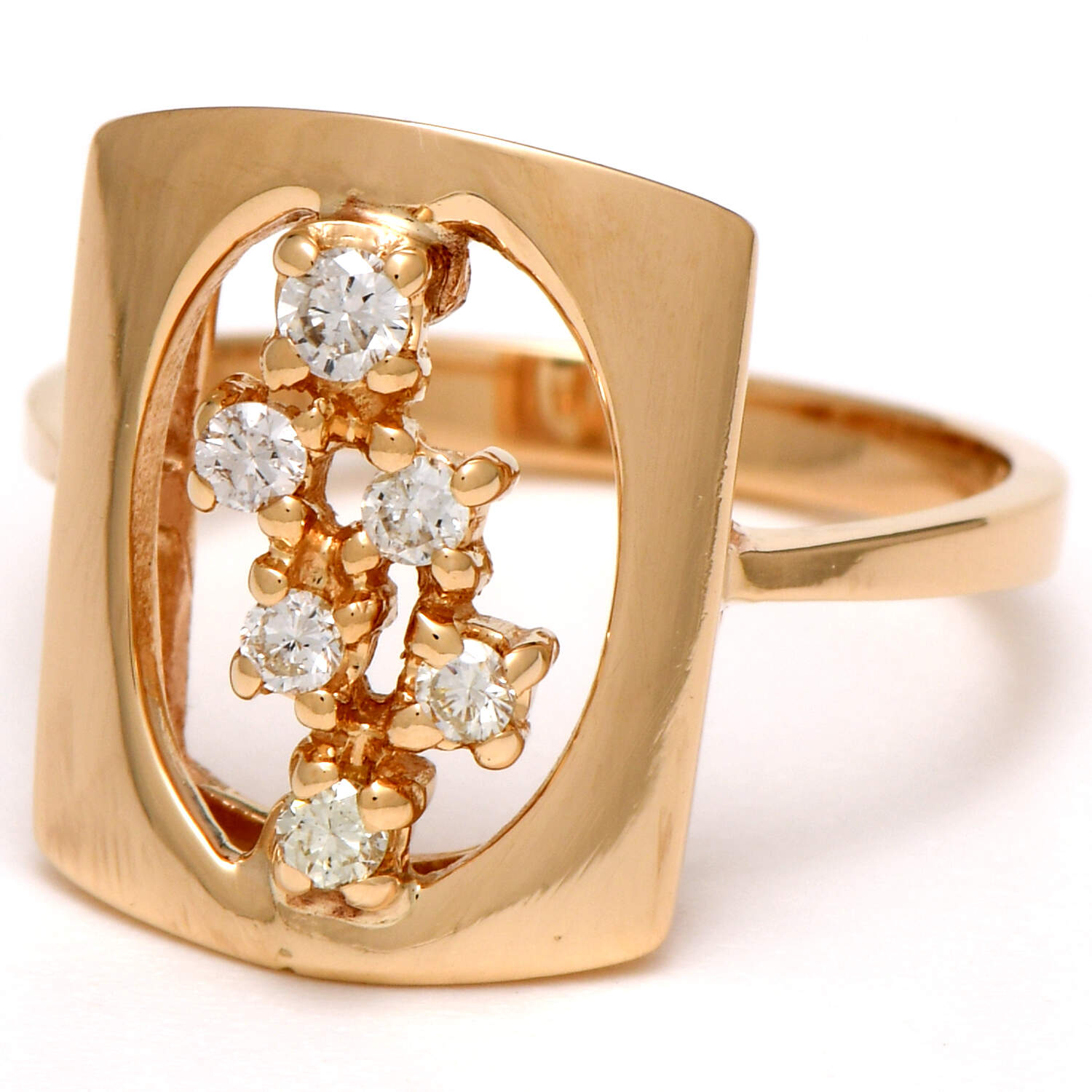 14KY Diamond(0.20) Open Square Ring-1