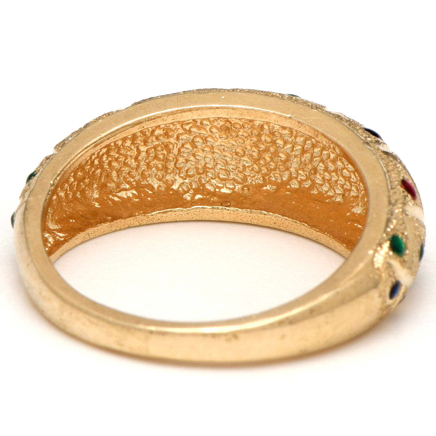 14KY Textured Multi Color Enamel Dome Ring-2