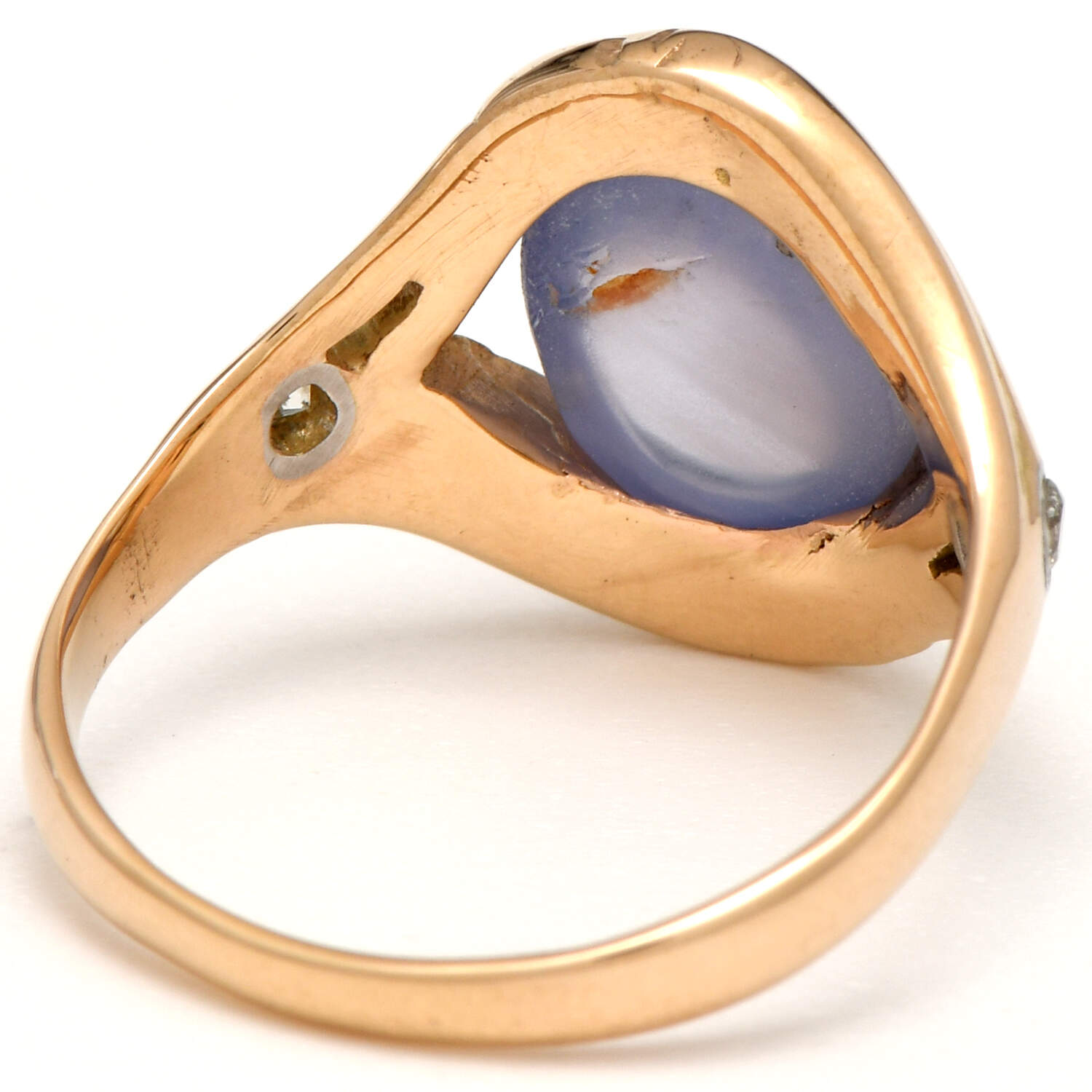 14KY Platinum Star Sapphire(4.45) & Diamond Accent(0.07) Ring-2