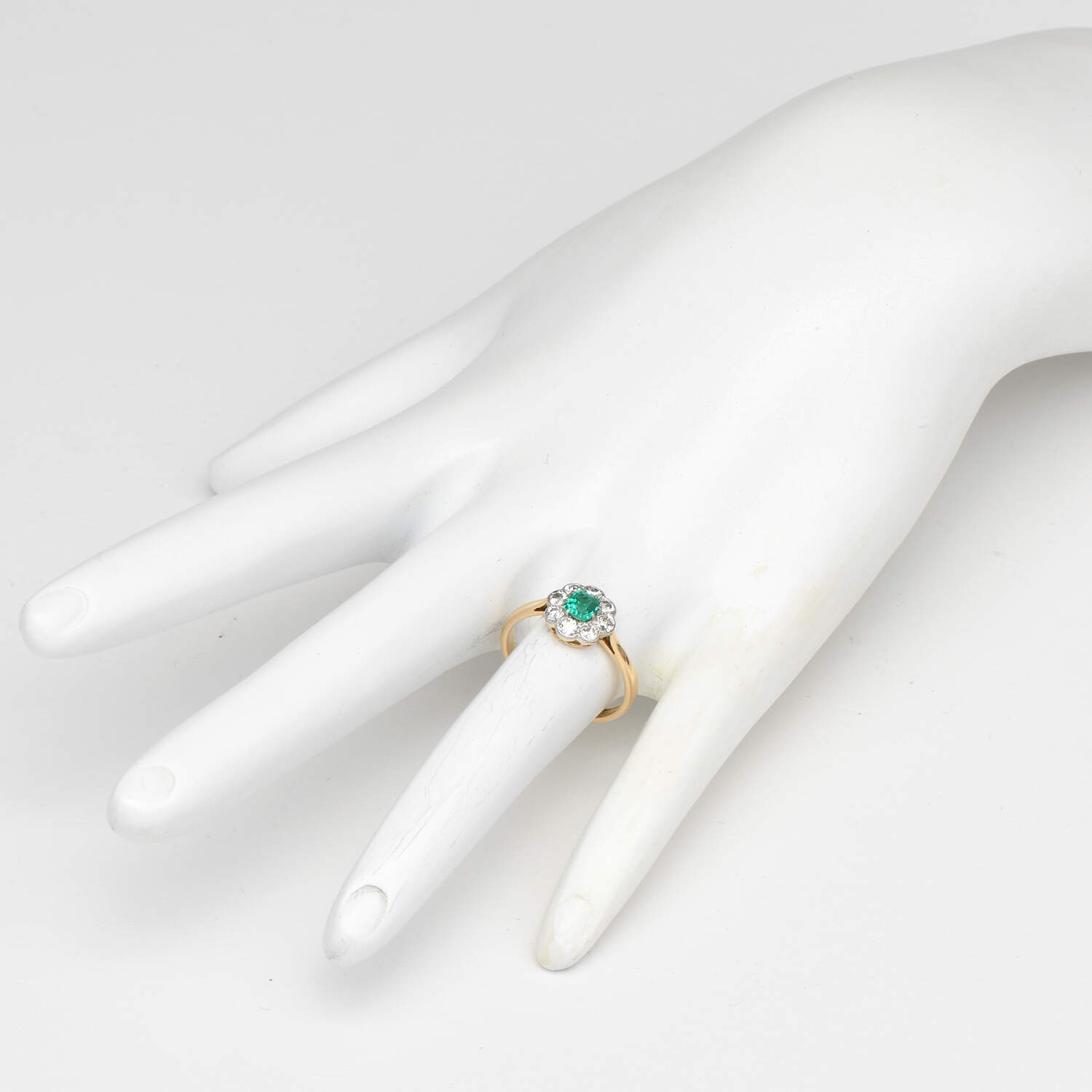 18KY Platinum Treated Emerald(0.32) & Diamond(0.39) Ring-6