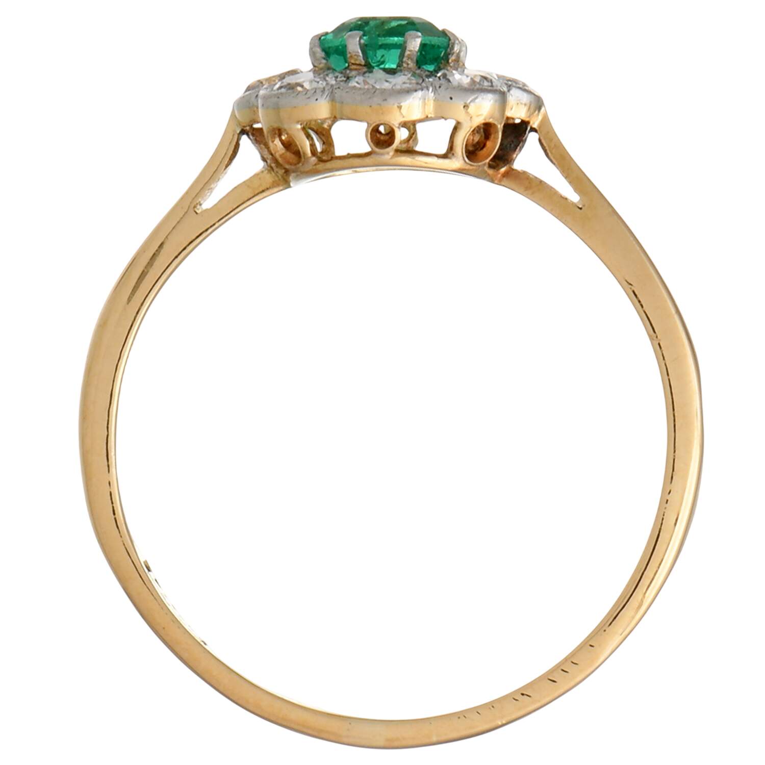 18KY Platinum Treated Emerald(0.32) & Diamond(0.39) Ring-5
