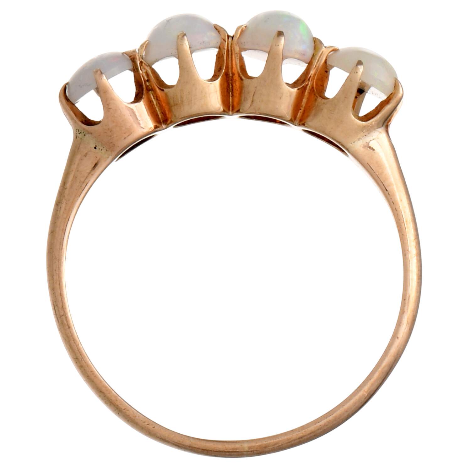 10KY Vintage White Opal(1.04) Band Ring-5