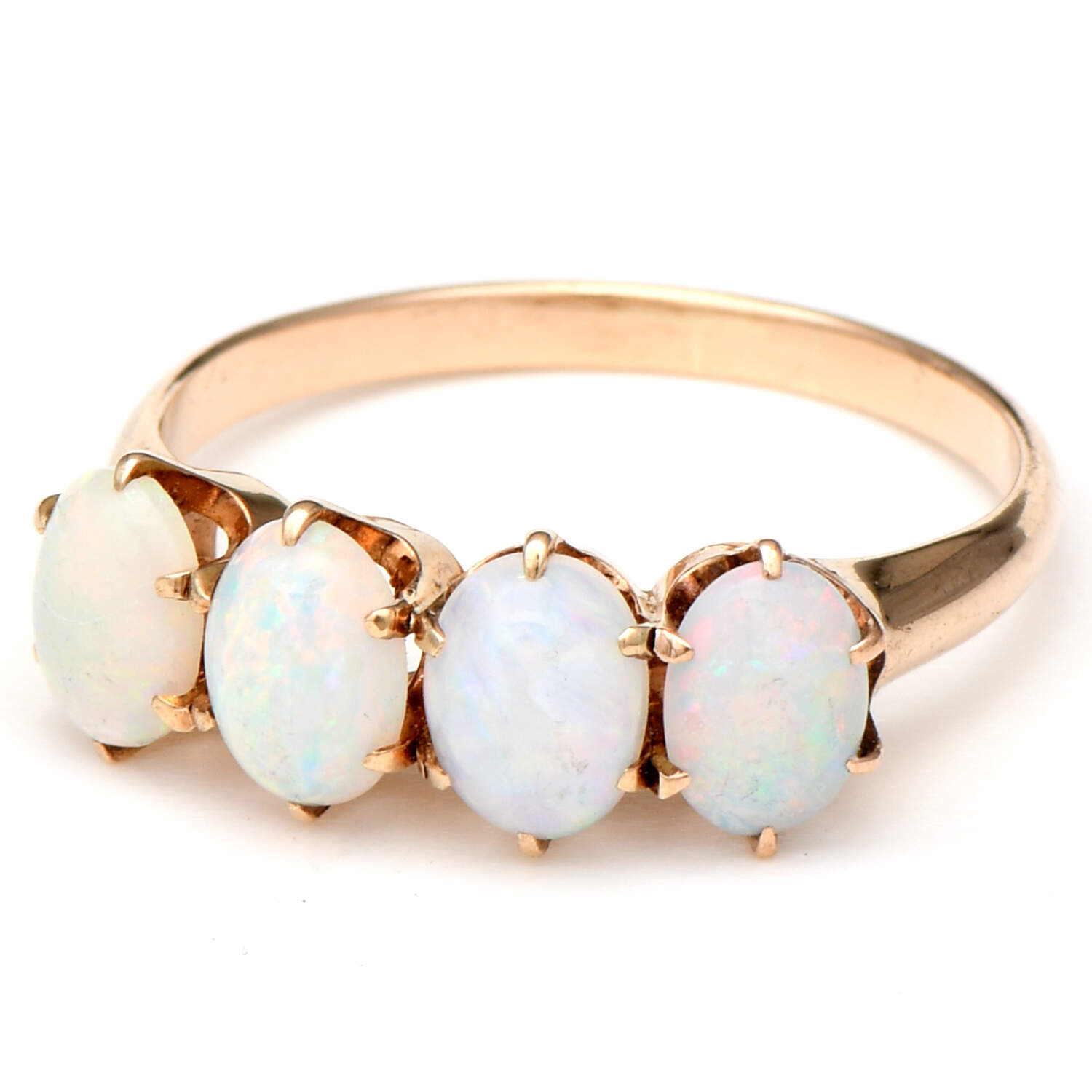 10KY Vintage White Opal(1.04) Band Ring-1