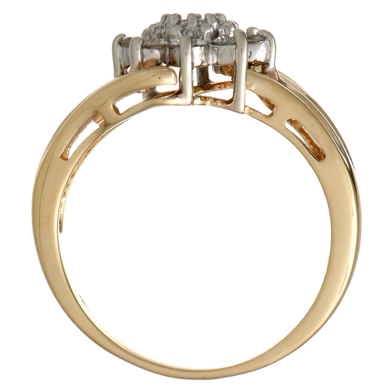 14KYW Vintage Diamond (0.26) Cluster Bypass Ring-5