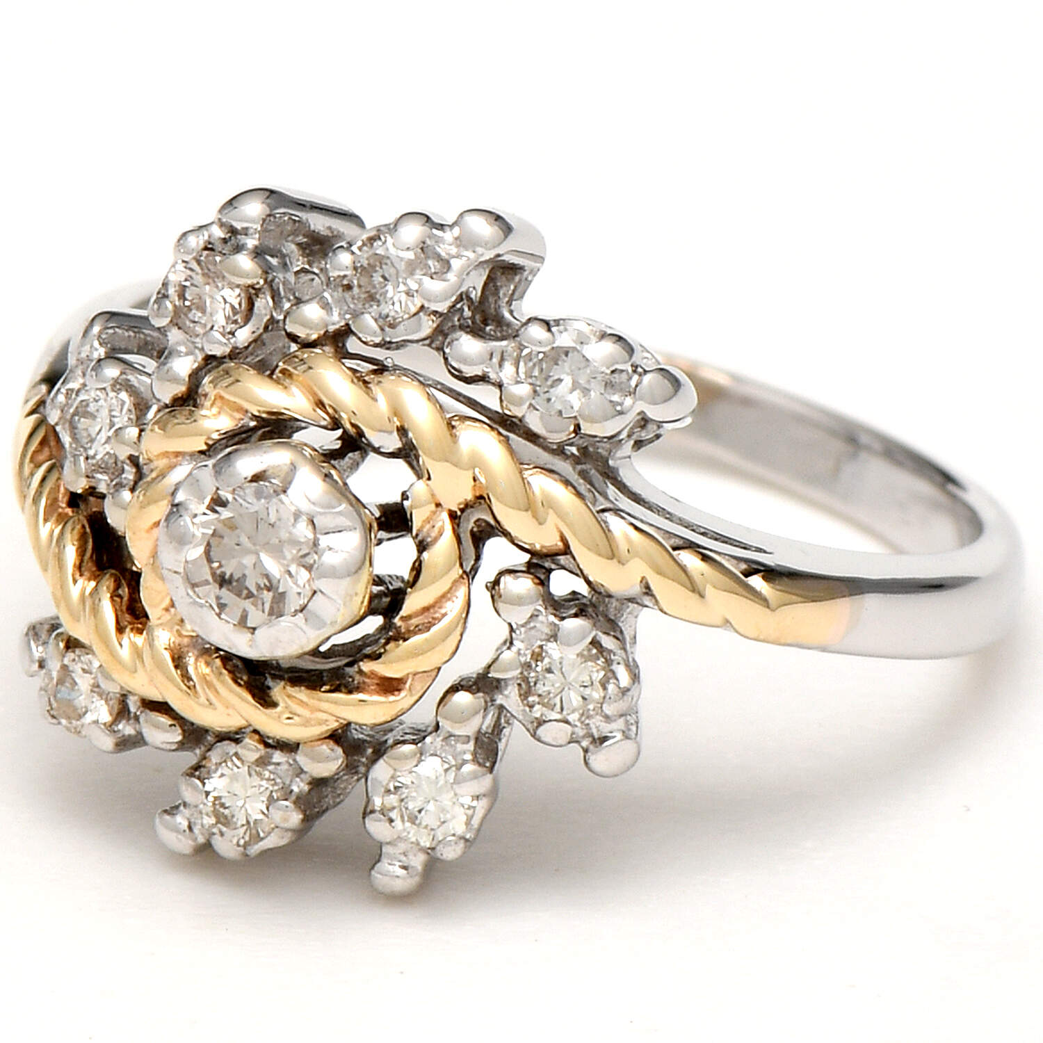 14KWY Vintage Diamond(0.17) Cluster Ring-1