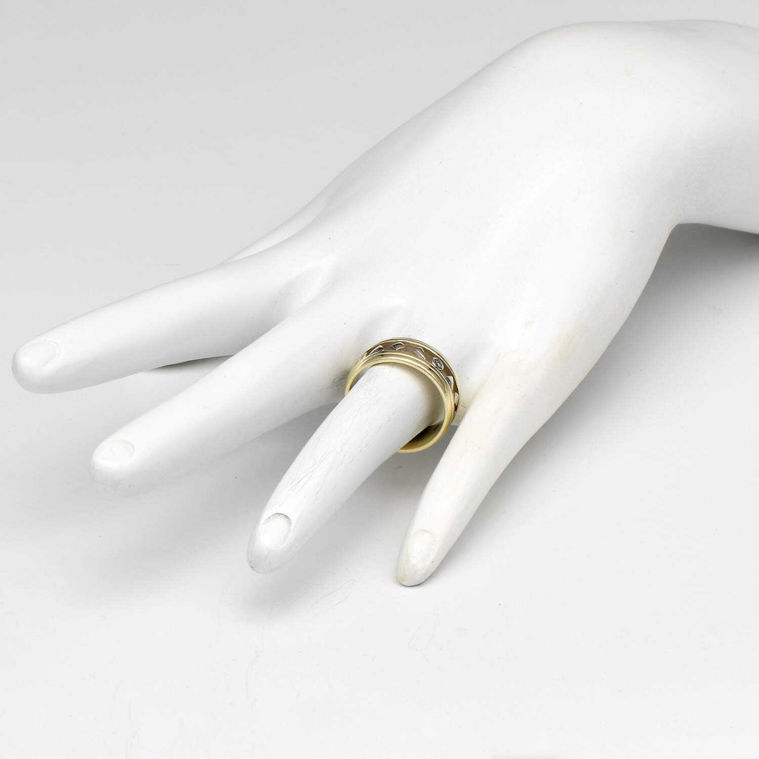 14KYW Geometric Diamond(0.08) Band Ring-4
