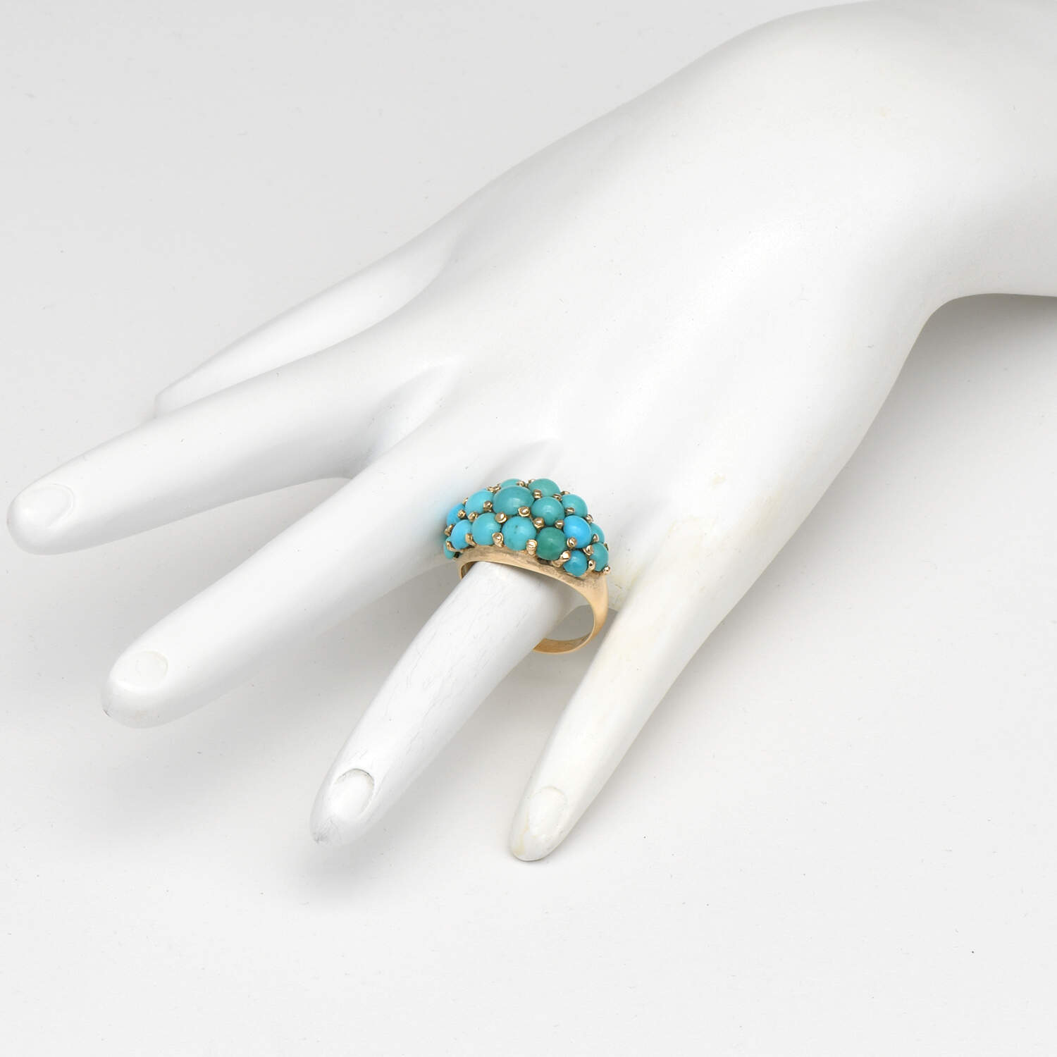 18KY Turquoise(4.0-5.7 mm) Cluster Band Ring-6
