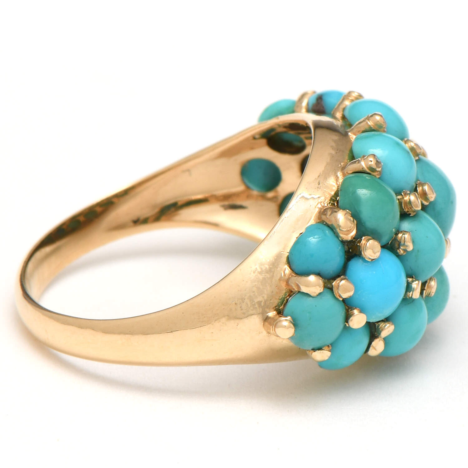 18KY Turquoise(4.0-5.7 mm) Cluster Band Ring-4