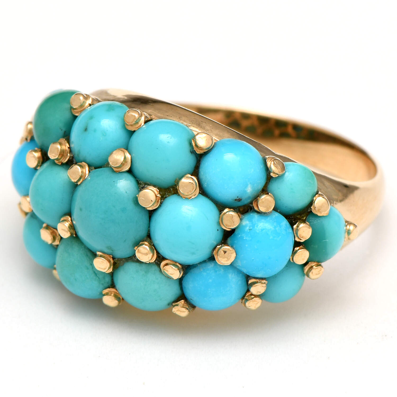 18KY Turquoise(4.0-5.7 mm) Cluster Band Ring-1