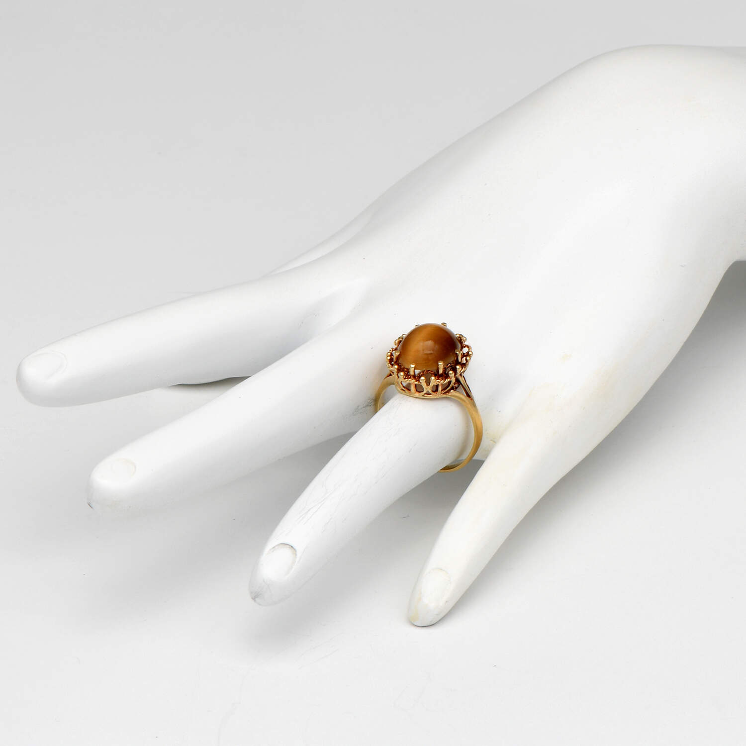 14KY Vintage Tiger's Eye (4.0) Cabochon Ring-5
