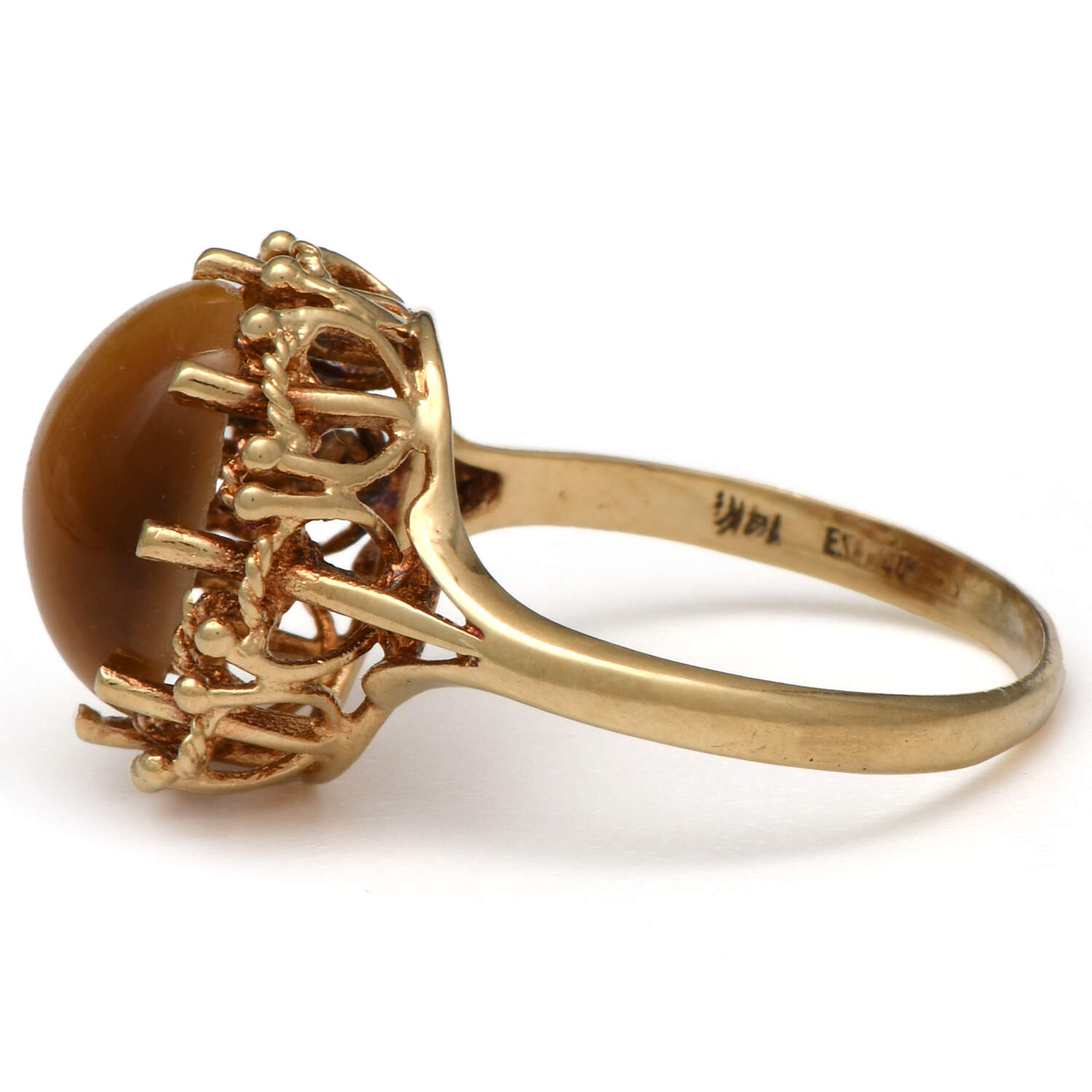 14KY Vintage Tiger's Eye (4.0) Cabochon Ring-3