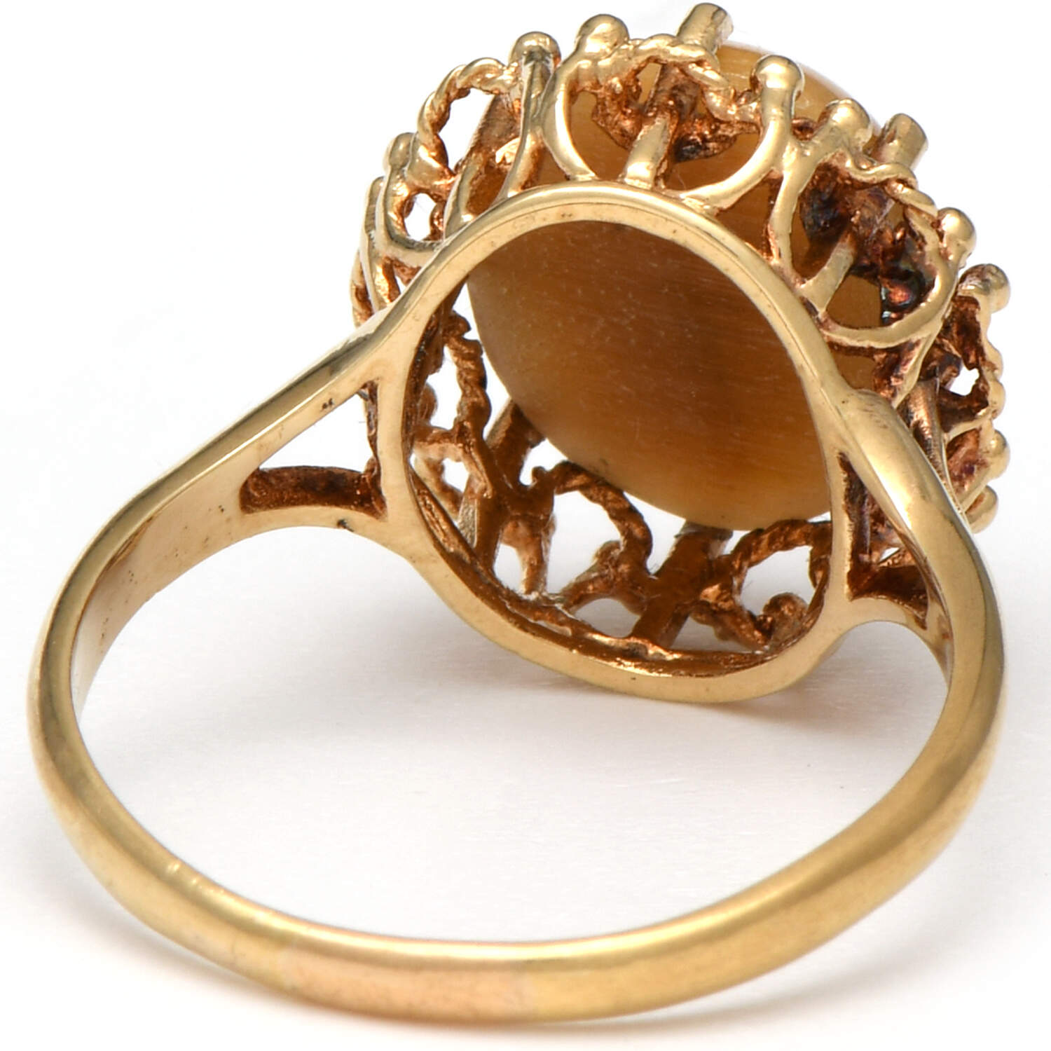 14KY Vintage Tiger's Eye (4.0) Cabochon Ring-2