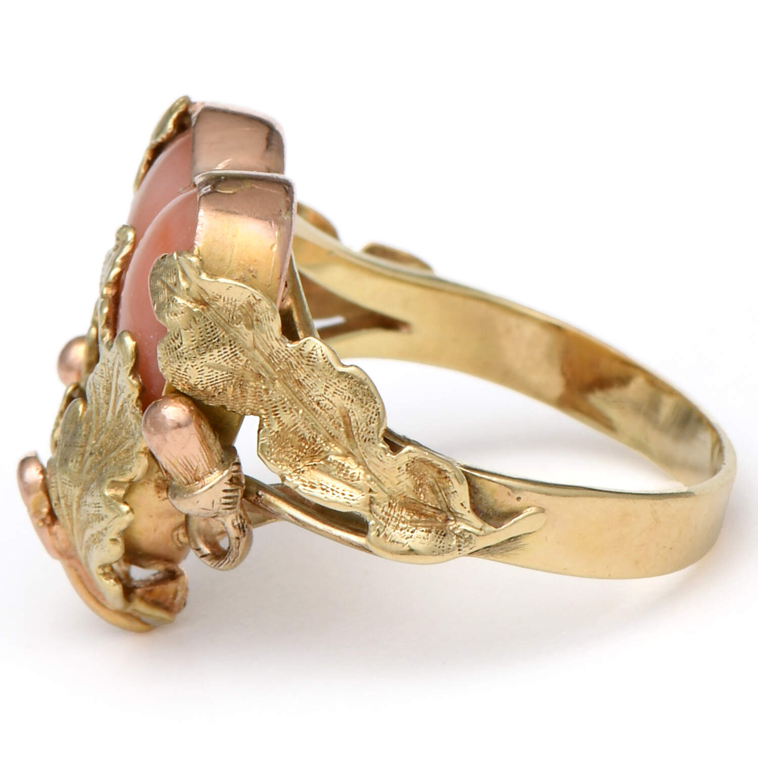 14KYR Handcrafted Coral Heart Floral Ring-3