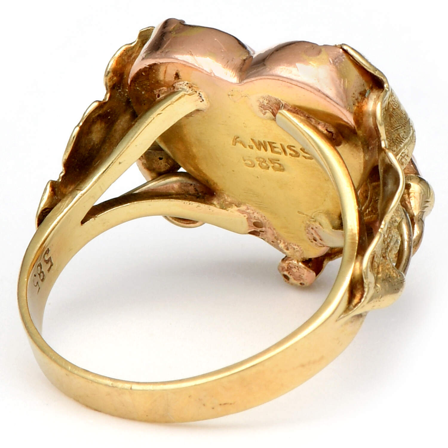 14KYR Handcrafted Coral Heart Floral Ring-2