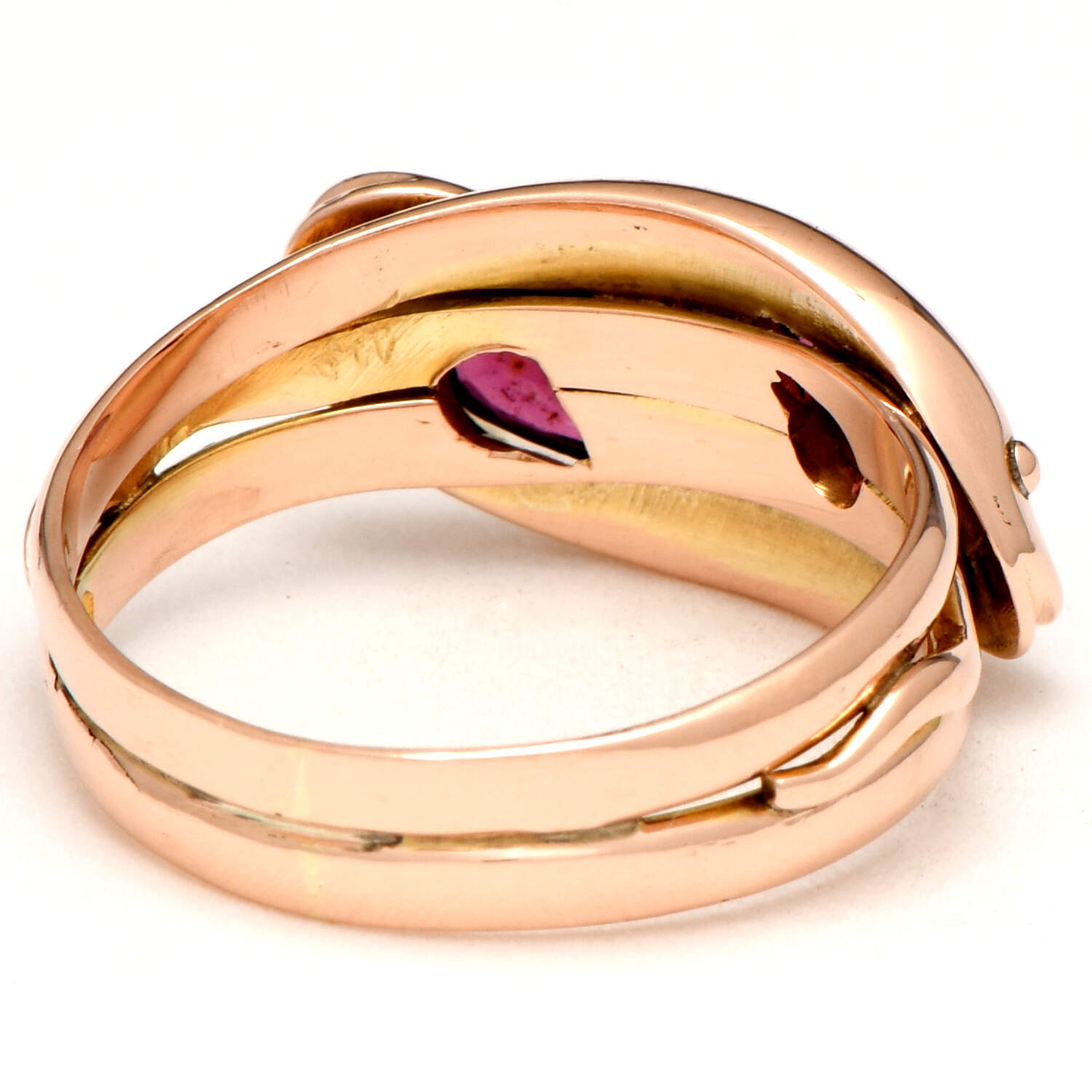 9KR Vintage Garnet (0.84) Double Snake Band Ring-2
